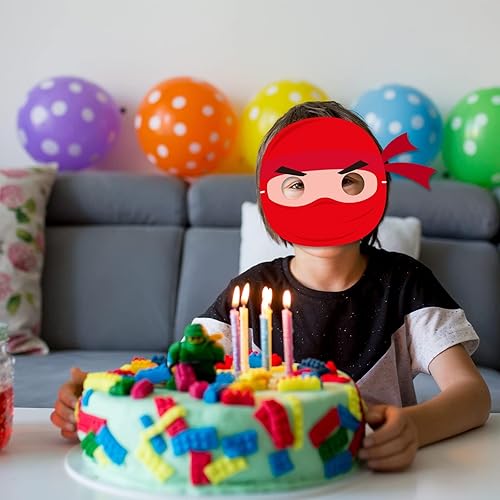 Miniatura 6 de 30 piezas de máscara temática ninja, máscara de papel de karate de cumpleaños ninja, suministros de fiesta, máscaras de disfraces de guerreros