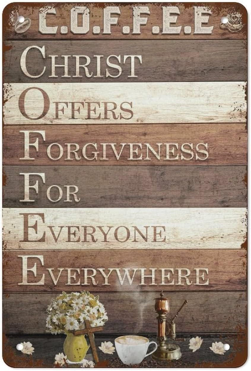 Kwqdozf As Pic Coffee Christ Offers Forgiveness Wall Decor Retro Posters Hanging Plaque Ca