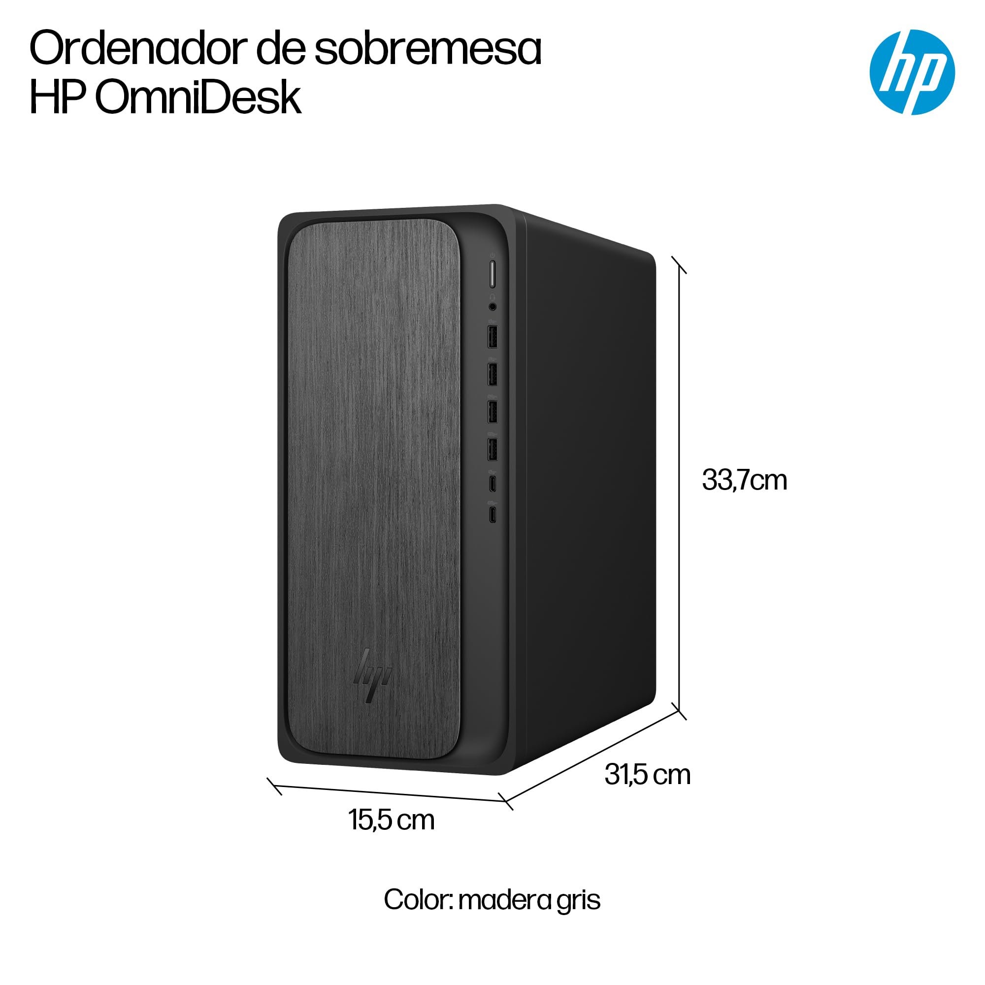 HP Komputer stacjonarny OmniDesk (AMD Ryzen 7 8700G, 16GB, Wi-Fi 6, 1000GB, Windows 11 Home) - czarny