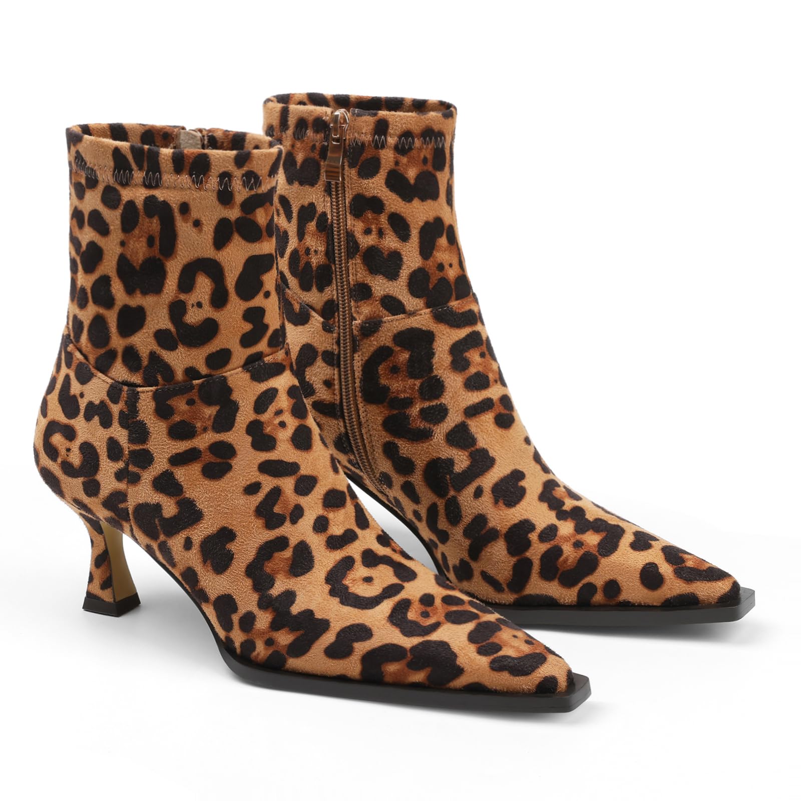 Goiphrri Womens Ankle Boots Kitten Heel Booties Pointed Toe