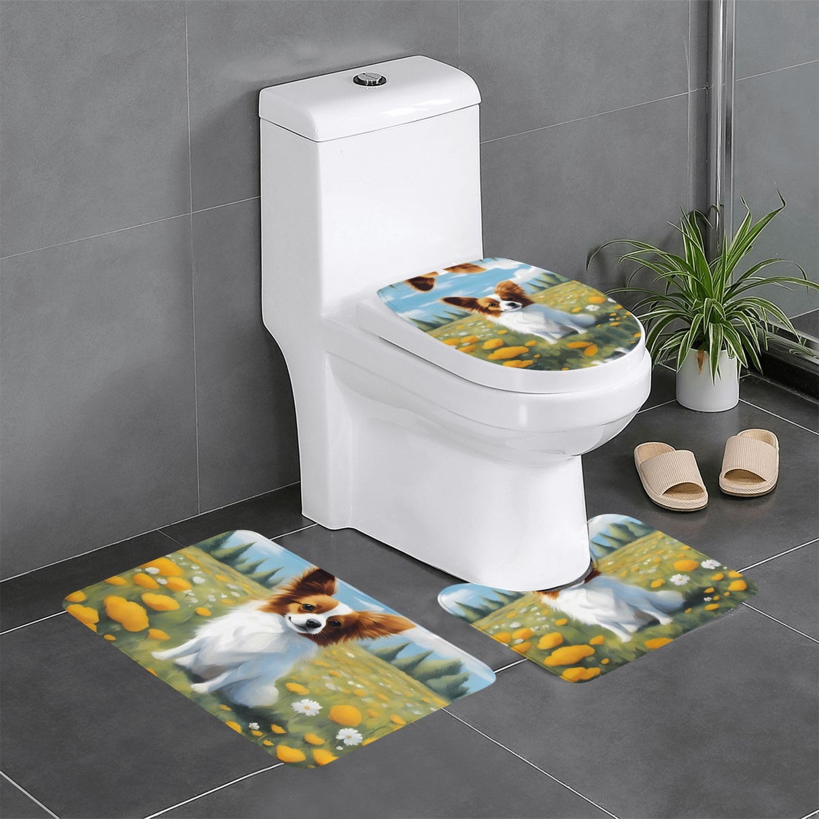 Tapis de bain antidérapants lot de 3 papillon blanc à séchage rapide pour salle de bain moderne