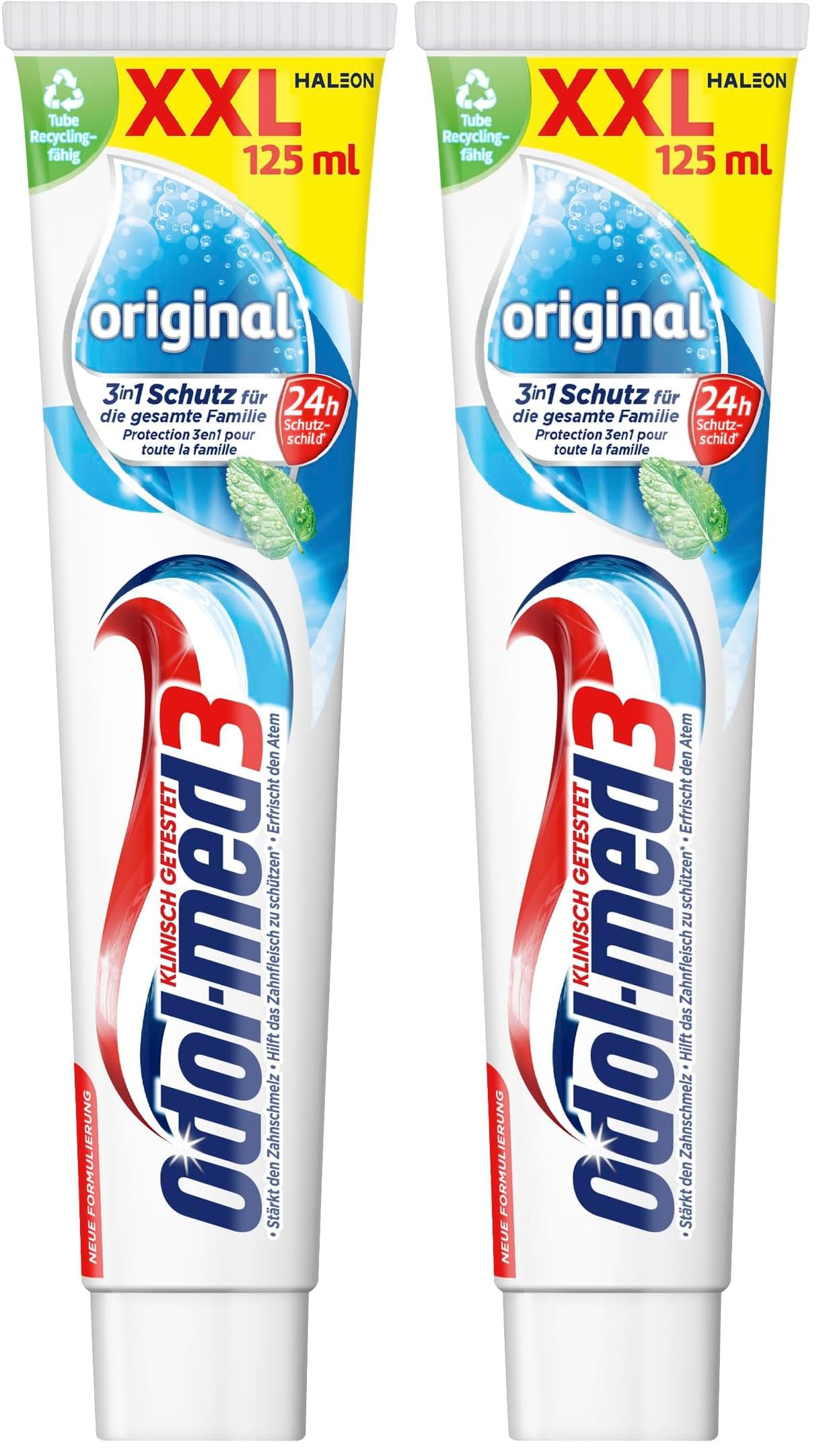 Odol-med 3 Zahnpasta, Original, mit 3in1 Schutz für starke Zähne, gesundes Zahnfleisch** und frischen Atem, 125 ml zahncreme (Packung mit 2)