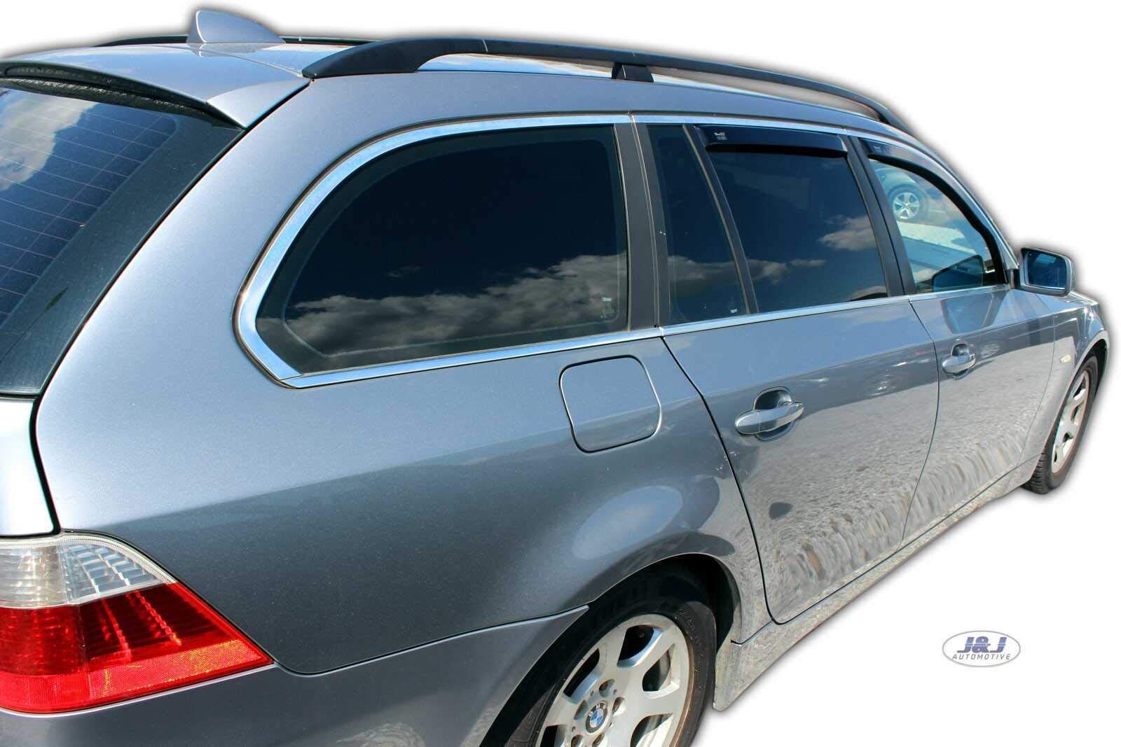 J&J AUTOMOTIVE Windabweiser passend für BMW 5 Series E61 2003-2010 4tlg, Heko Regenabweiser Vorne Hinten Getönt Dunkel Passform