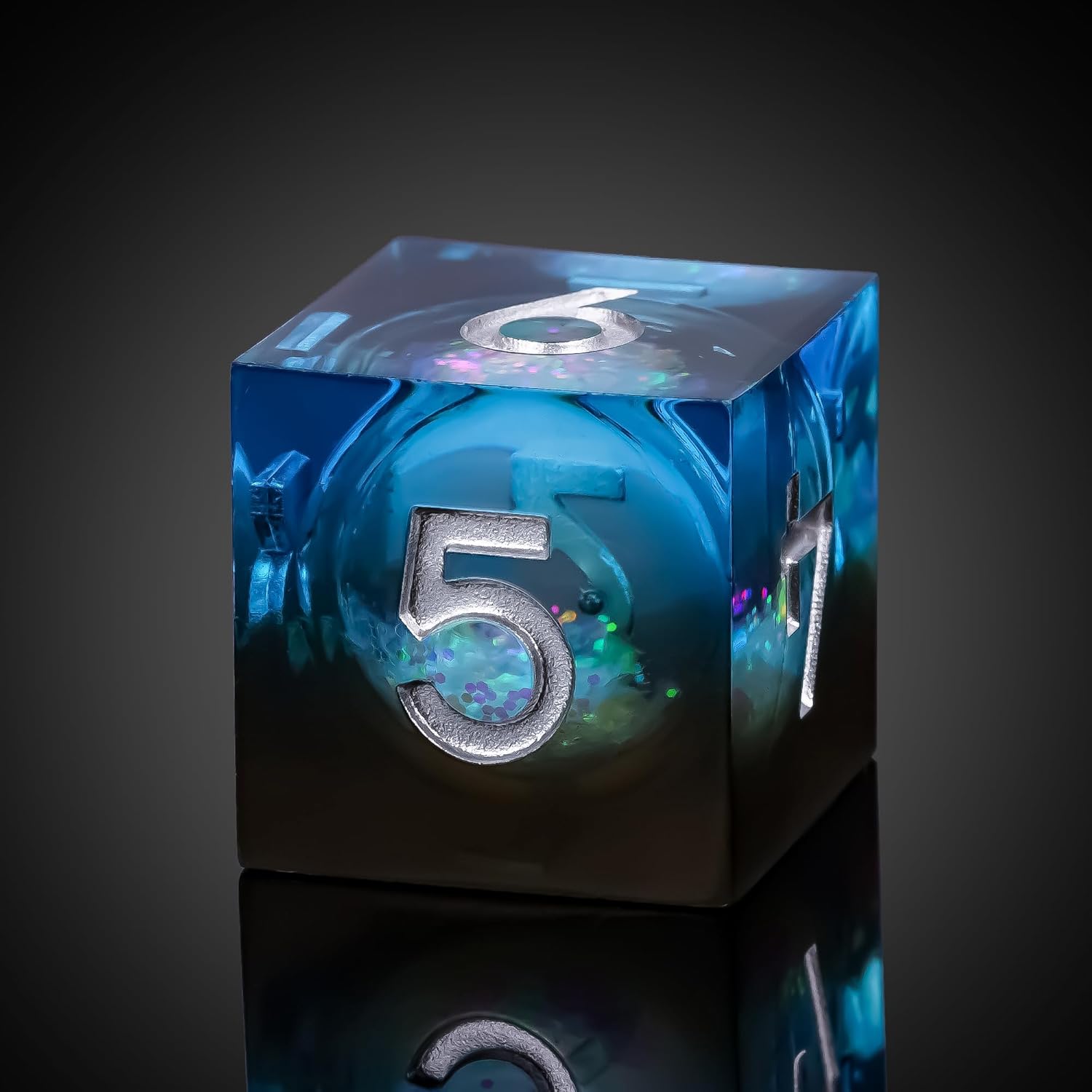 7PCS DND Dice Set,Liquid Core Sharp Edge Dice Set D&D RPG Polyhedral Die,for Dungeons and Dragons Games Roleplaying Games Pathfinder,with Gift Box(Liquid Core-Blue with Black)