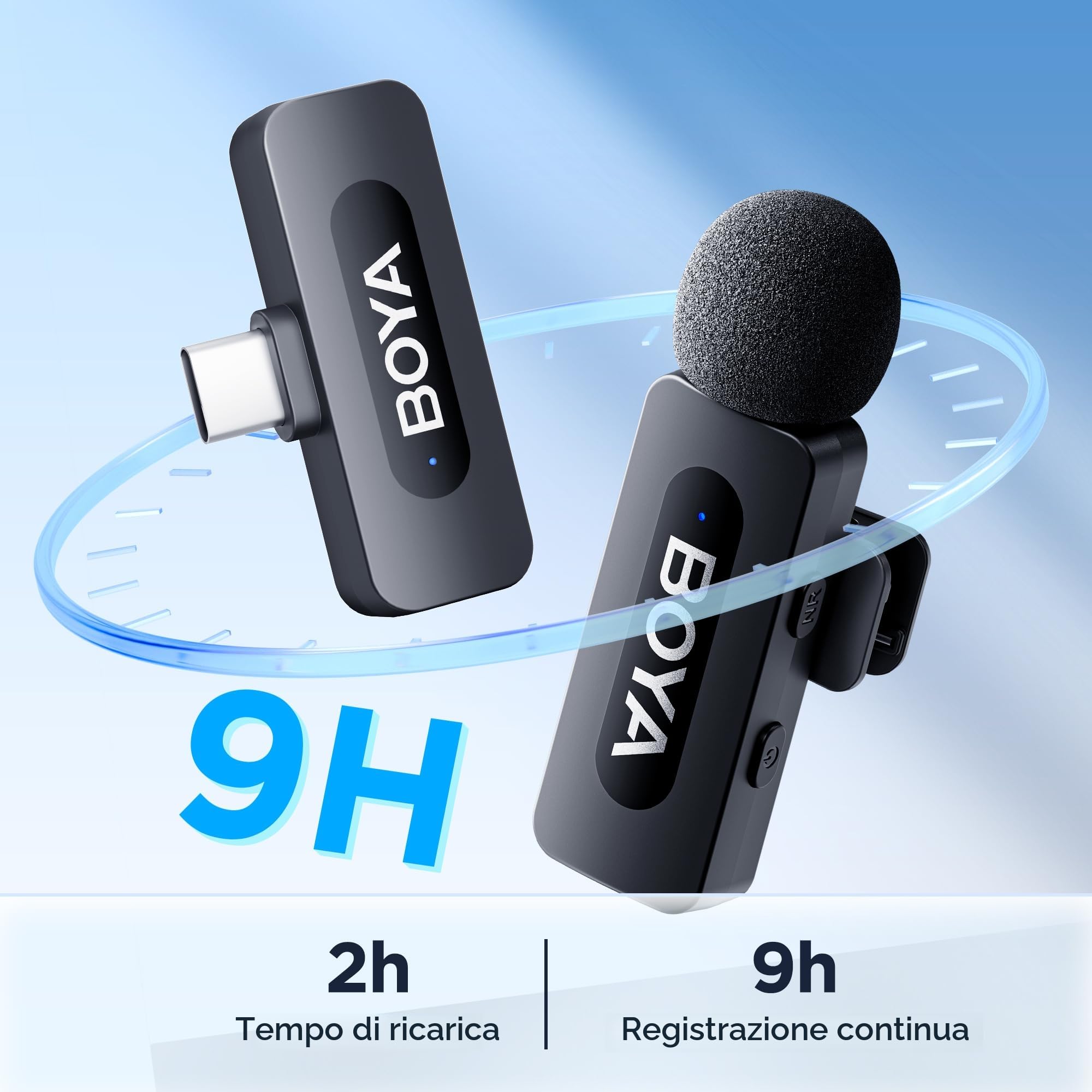 BOYA BY-V10 Microfono Lavalier Wireless USB-C, Mini Microfono Lpel per Smartphone iPhone 15/Android/Microfono Vlog Tipo-C per Youtube Podcast Facebook Vlogging Registrazione Video