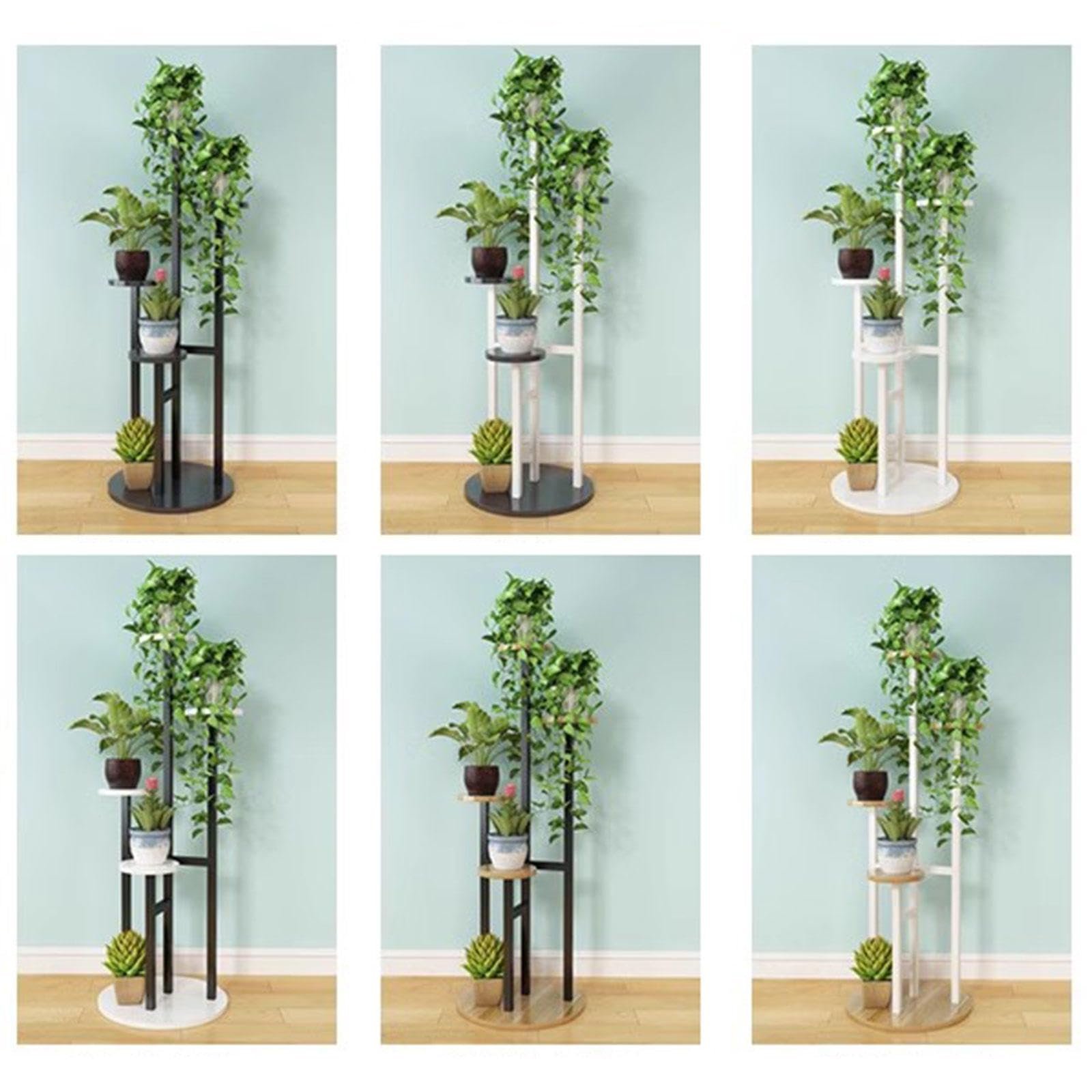 Supporto per Piante su Scala per Interni, Scaffale per Piante in Metallo a 5 Livelli per più Piante, Espositore per Vasi da Fiori, Scaffale per Esterni, Patio, Giardino,White-47.2" H