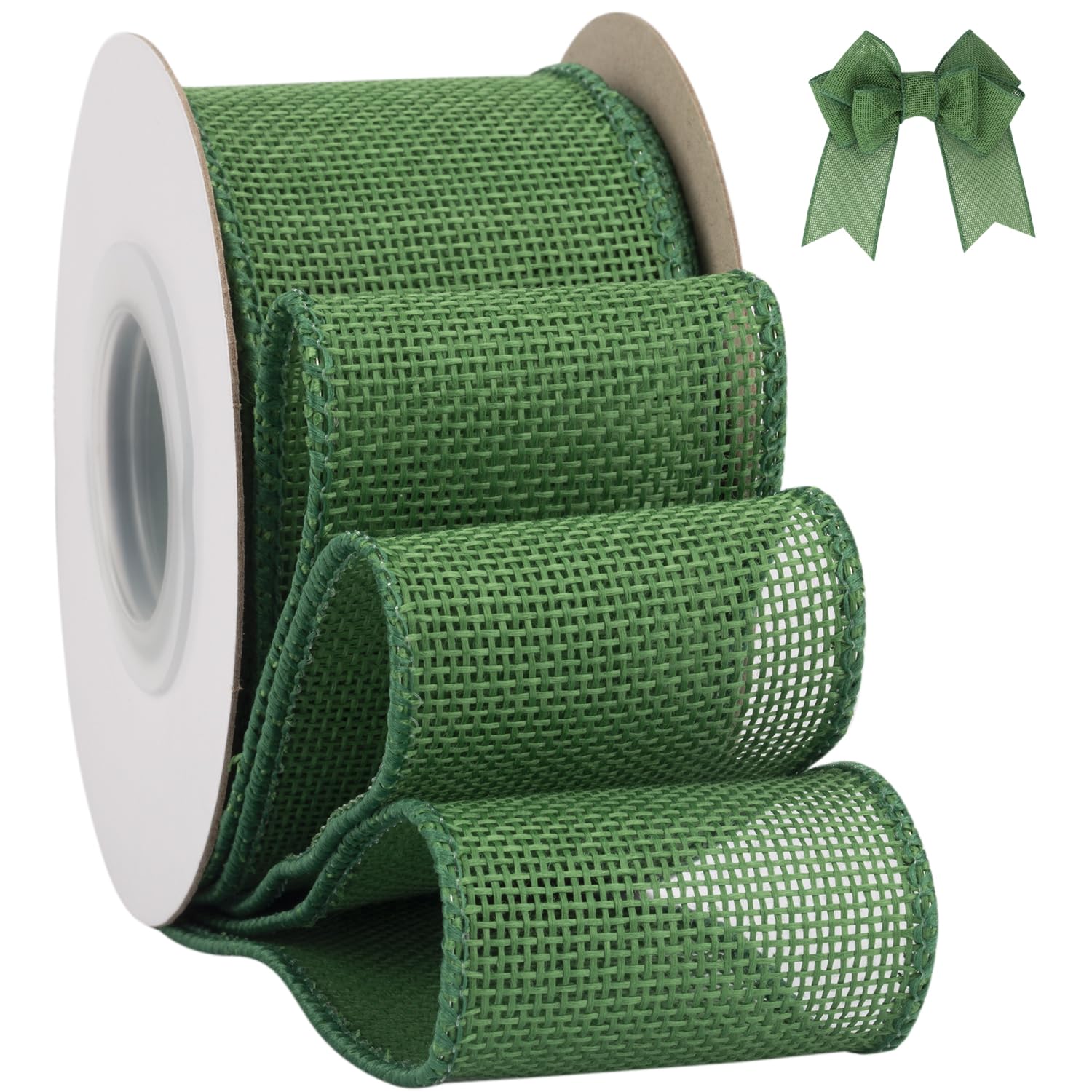 Tekdeere Burlap Ribbon 50mm x 9 Meters, Emerald Green Wired Ribbon for Crafts, Gift Wrapping, Wreaths, Bows, Tree Decoration and Outdoor Decoration