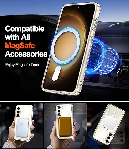 iVoler Clear Magnetic Cover for Samsung Galaxy S23 5G, MagSafe Compatible, [Anti-Yellowing] [Shockproof Military Grade] Transparent Slim Anti-Scratch Hard PC Case - 3
