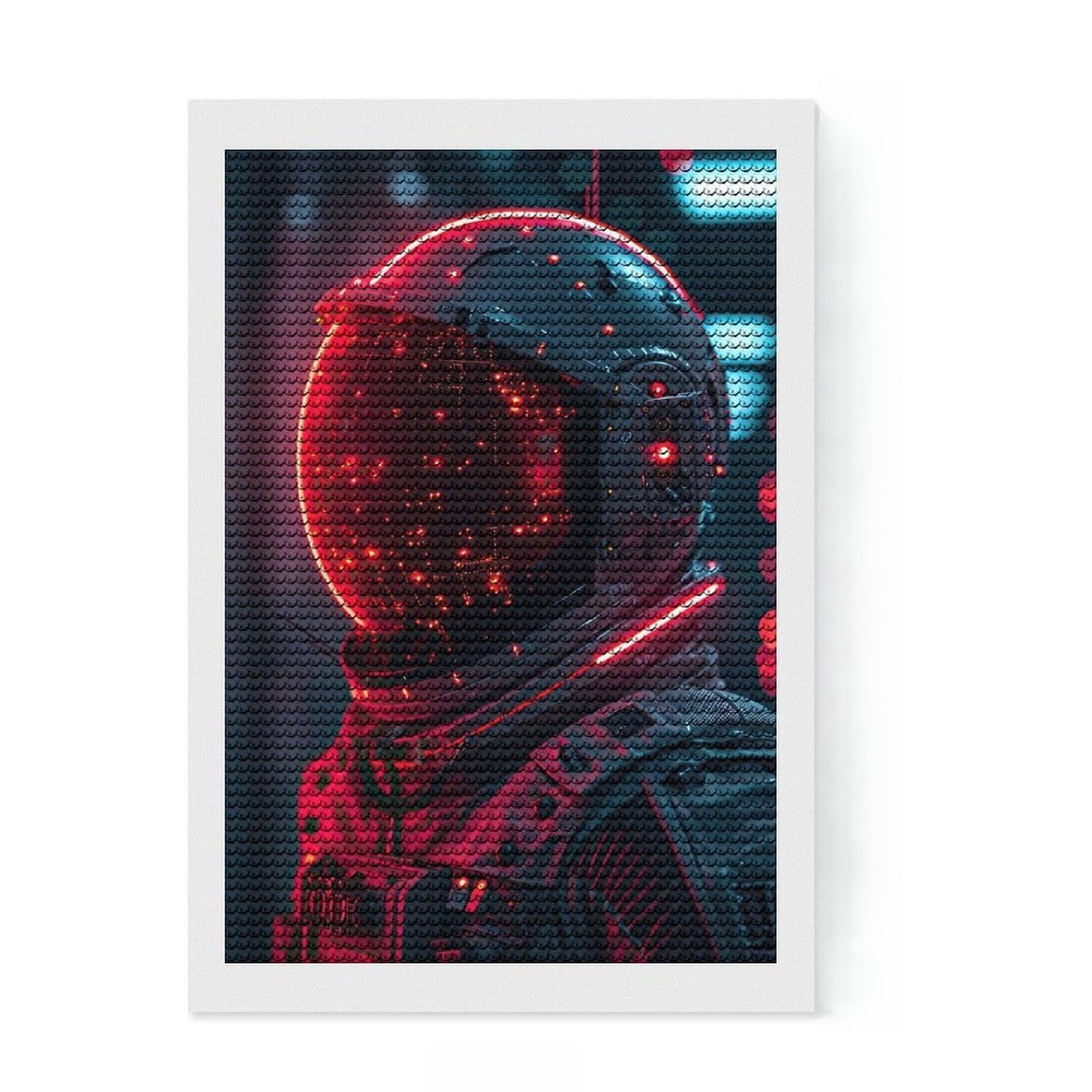 Junmoney Futuristic Astronaut Diamond Painting Canvas Set 8"x12", for Craft Lovers, Decorate Your Room, Festive Craft Gift, Vintage Style Decor