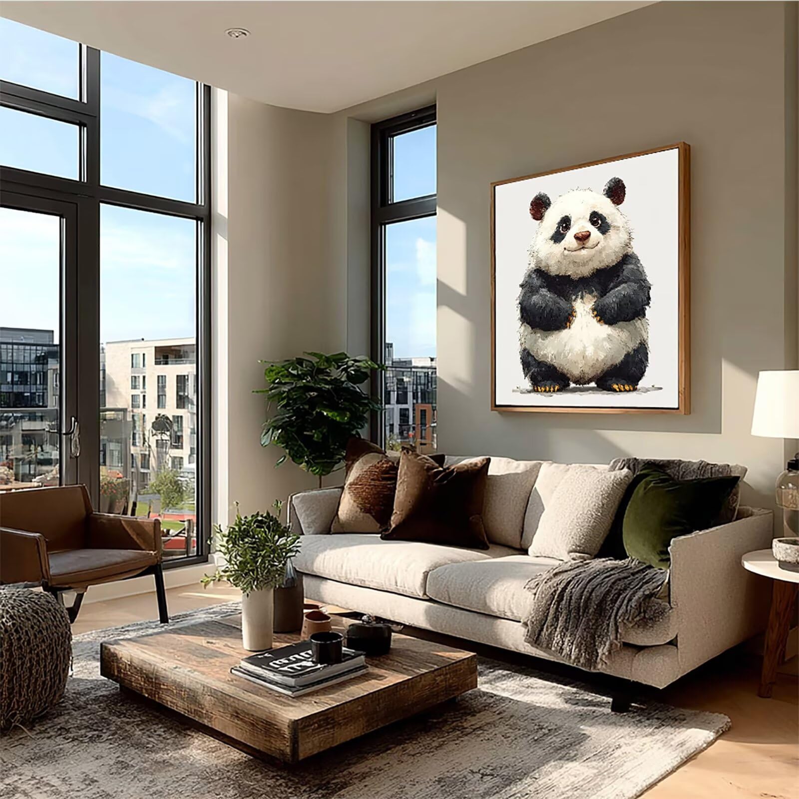 Panda zestaw do malowania według liczb, zestaw "zrób to sam" do malowania według liczb, uroczy, zestaw do majsterkowania dla dorosłych z pędzlem i farbą akrylową, zestaw do malowania według liczb