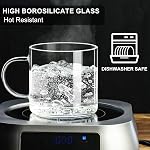 PARACITY Effacer la tasse de café 14oz, Ensemble de tasses à café 2, Grandes tasses à café en verre avec poignée, tasses de thé en verre pour boissons chaudes/froides, Latte, Cappuccino, Thé, Jus et bière