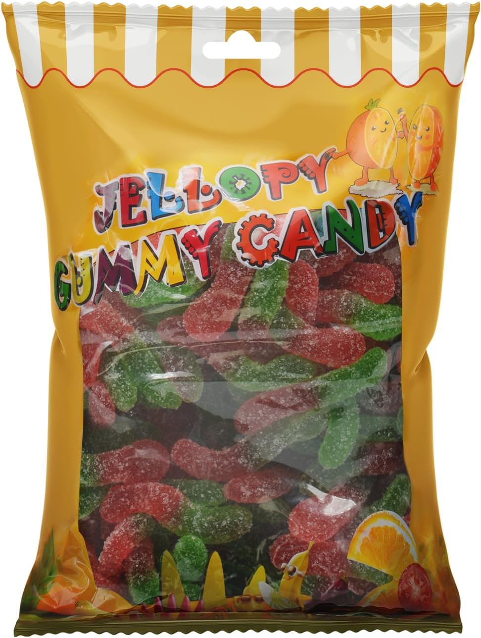 Jellopy Sour Caterpillar Gummy Candy, 1KG Bag – Tangy & Chewy Fruit-Flavored Gummies