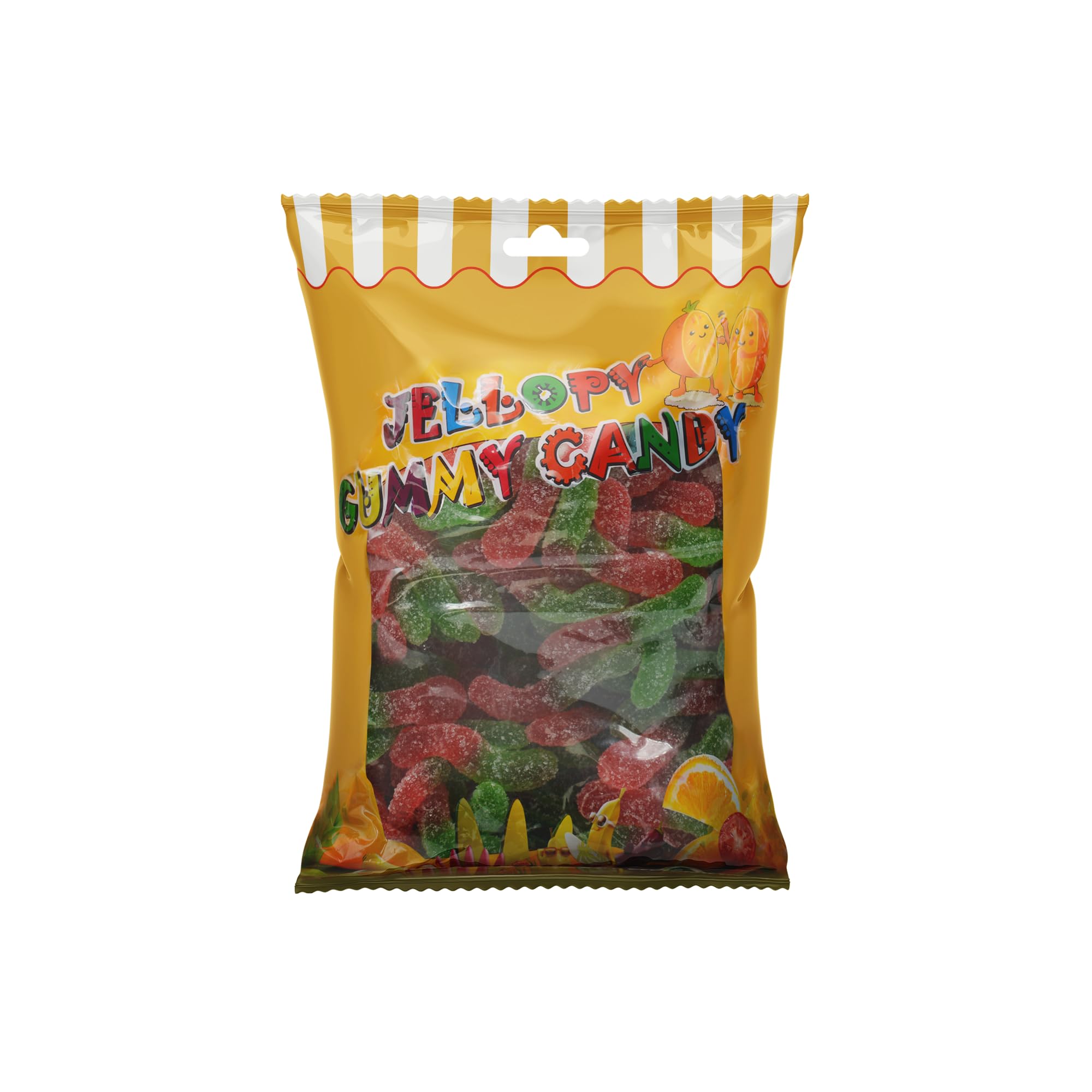 Al RowadJellopy Sour Caterpillar Gummy Candy, 1KG Bag – Tangy & Chewy Fruit-Flavored Gummies