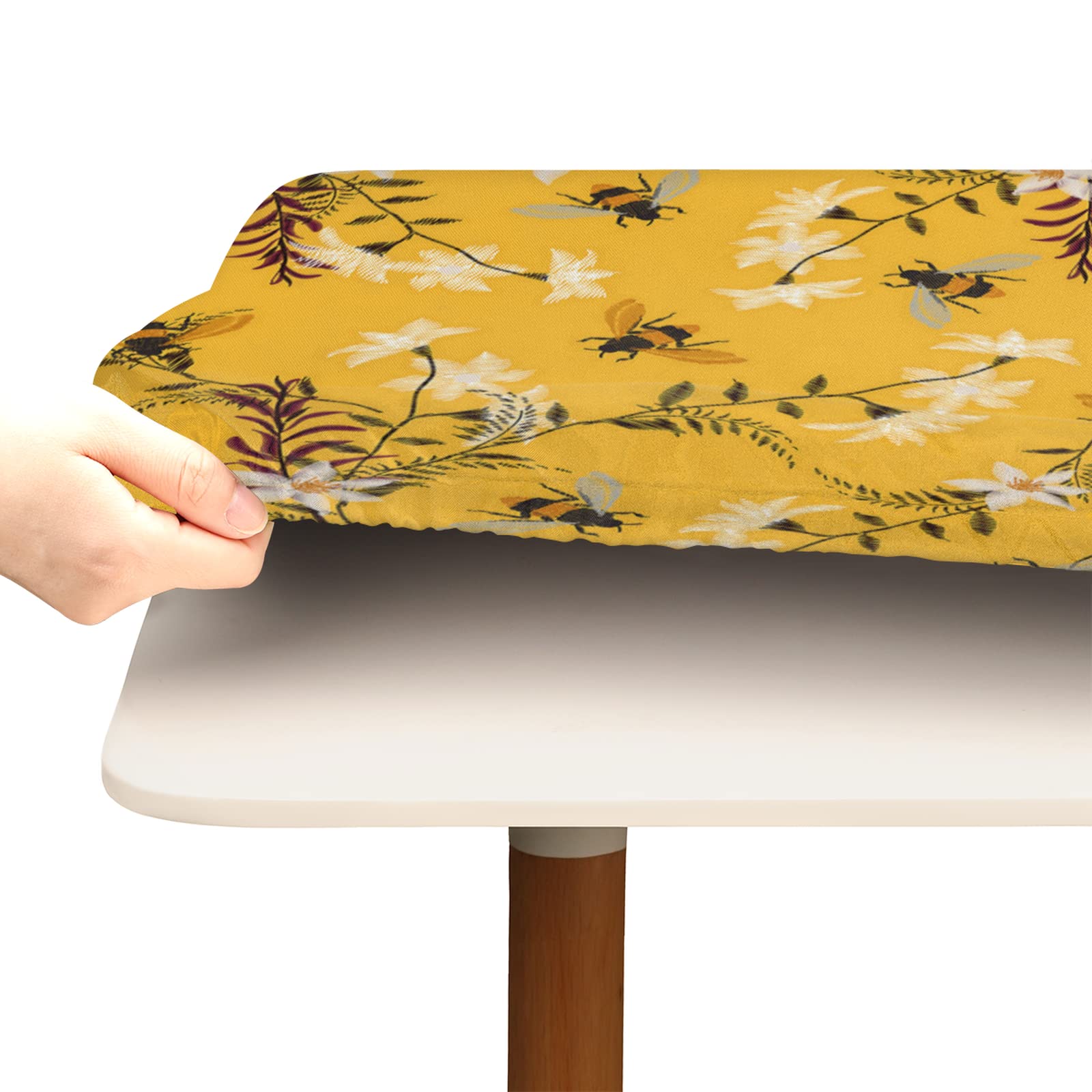 Quadratische Tischdecke Mit Elastischem Rand & Vintage Kirschblüten-Muster - Wasserdicht, 86,4 X 86,4 Cm, Für Drinnen & Draußen
