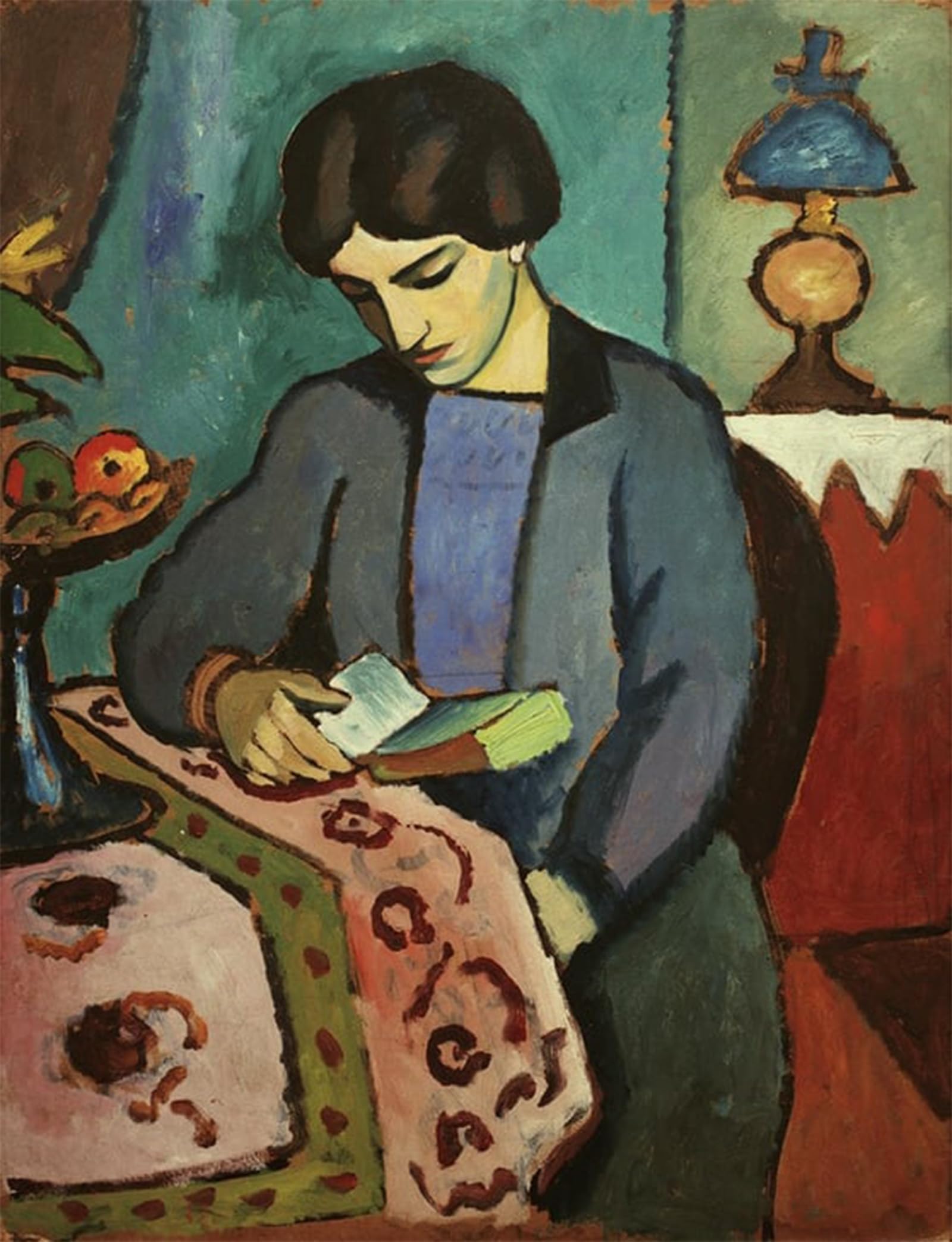 ARTXLXXBN Famous Painting Canvas Artwork Graffiti Print the Wife of the Artist by August Macke Portrait Canvas Image for Home Decor 60x90cm