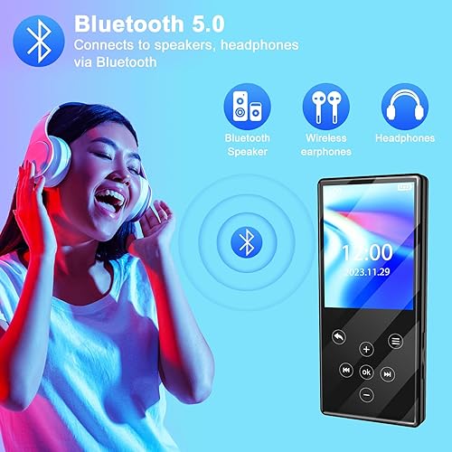 Miniatura 2 de Gueray Reproductor de MP3 Bluetooth 64GB HiFi calidad de sonido reproductor MP3 con altavoces Soporte FM Radio Grabadora TF Tarjeta (negro)