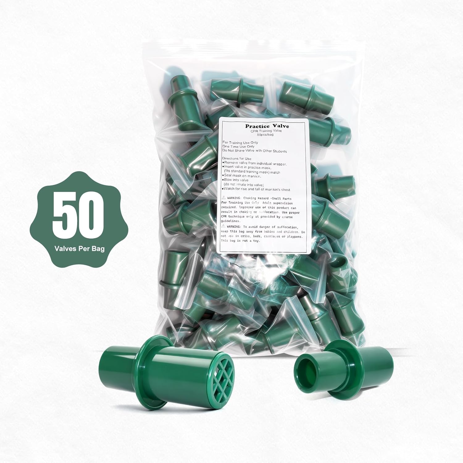 50Pack CPR Training Valve Individual Wrapped