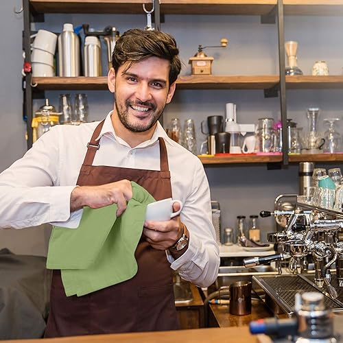 Miniatura 2 de Utopia Kitchen Paquete de 12 toallas de saco de harina verde salvia, 28 x 28 pulgadas, paños de cocina 100% algodón para limpiar y secar, paño de