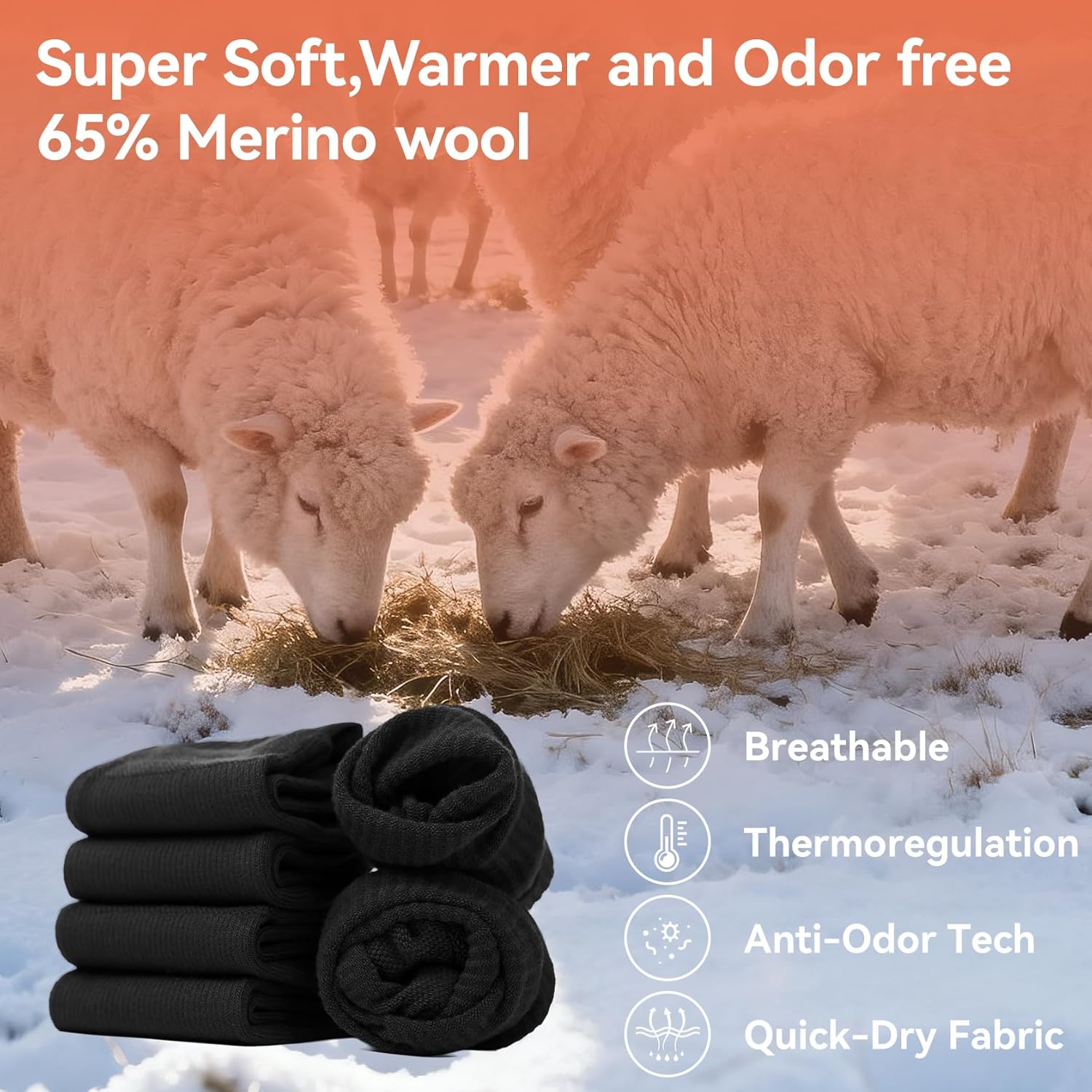 Merino Wool Toe Socks For Men And Women Hiking Crew Socks Moisture Wicking Five Toe Design,2 Pairs - Image 2