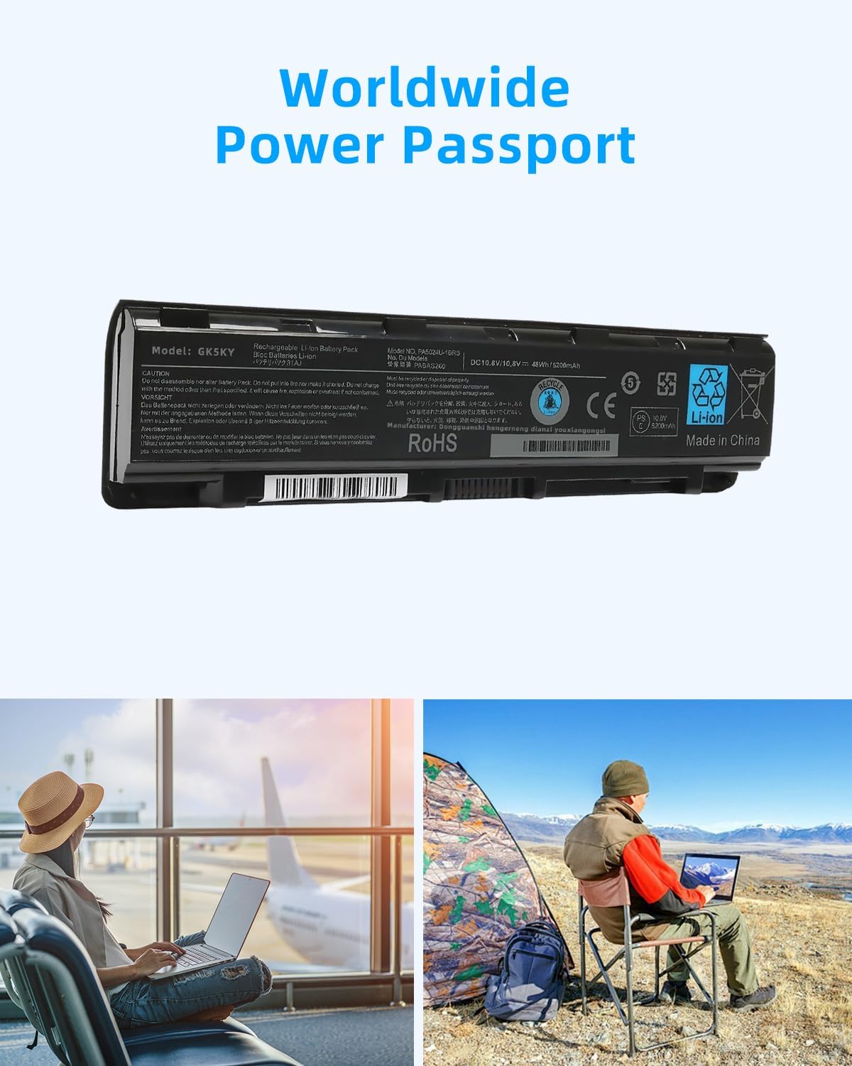56WH PA5024U-1BRS Laptop Battery Replacement for Toshiba Satellite C55 C55-A C55T C55DT C55D C855 C855D L855 L875 P855 P875 S855 S875 Series Battery PA5109U-1BRS PA5026U-1BRS High Performance