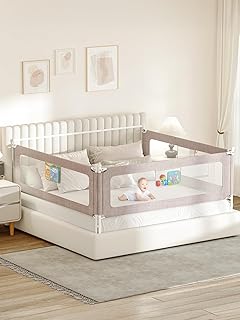VBABY 3-Piece Bed Rails for Queen Bed, Sturdy Baby Bed Rail Guard for Toddler,