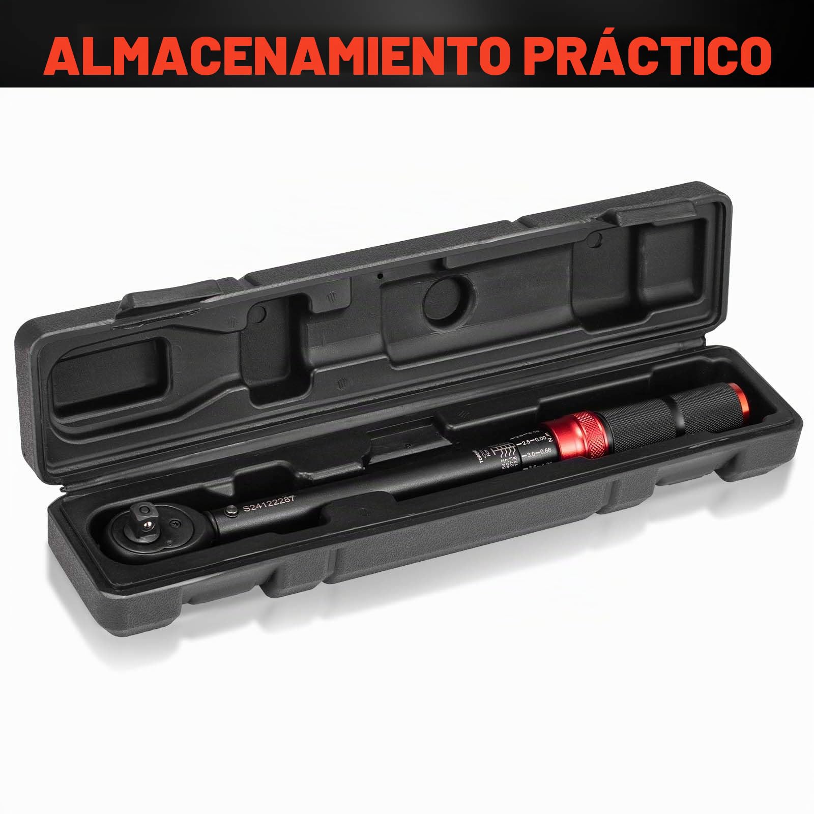 Toolwiz Llave Dinamométrica de 3/8", 6.8-61 Nm/5-45 Ft-Lb Llave de Torque, Precisión ±3%, Cabezal Reversible de 72T Llave Dinamométrica para Coche, Camión, Moto