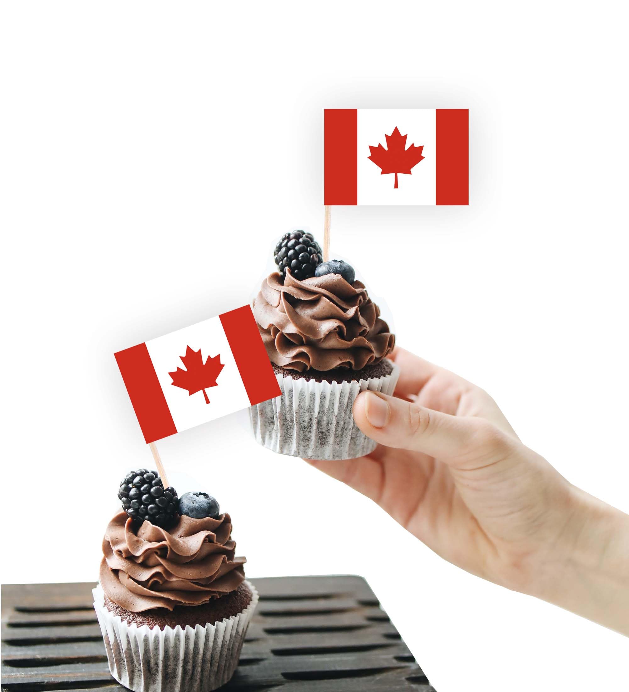100PCS Canada Flag Cake Topper,Canadian Cupcake Stand For Party Decoration Supplies — image 1