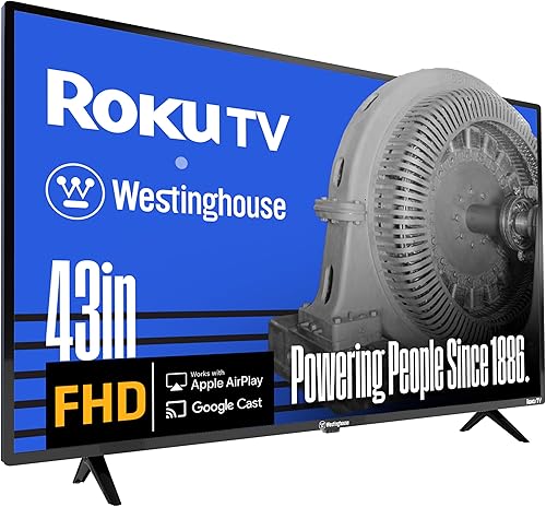 Westinghouse Roku TV - Televisión inteligente de 43 pulgadas, LED 1080P Full HD con conectividad Wi-Fi y aplicación móvil, pantalla plana compatible