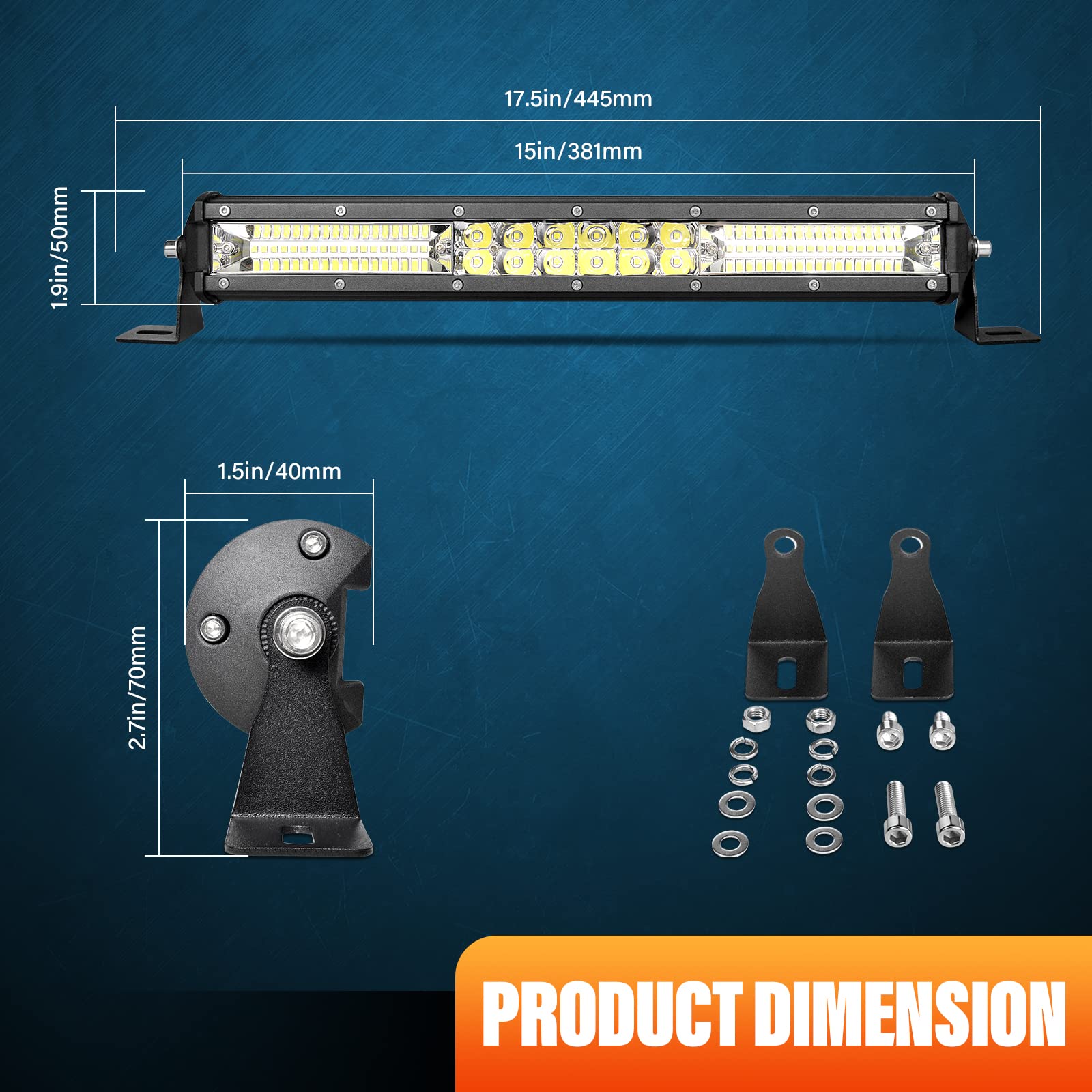 PICAA Barra Led, Doble Fila 15 pulgadas 38CM 144W 7D Barra de luz LED, 12V combo beam Barra de luces Barra de luz de trabajo LED para SUV Offroad ATV UTV Tractor 4x4 coche auto