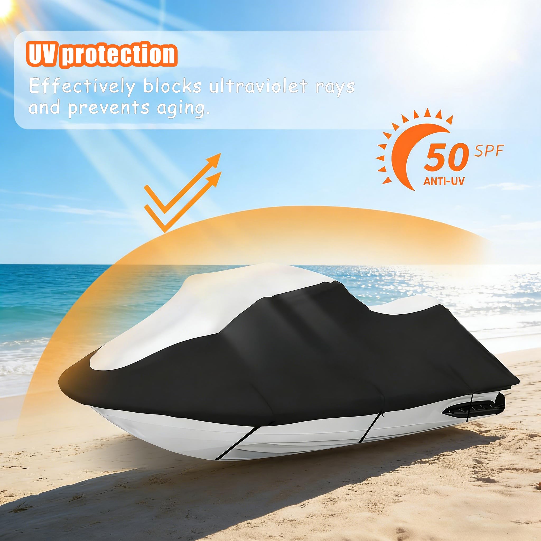 Housse de Jet Ski for Yamaha VX Cruiser Ho, Housse motomarine Robuste, Protection extérieure Contre la Pluie et Neige for remorque Stockage avec Boucle Coupe-Vent