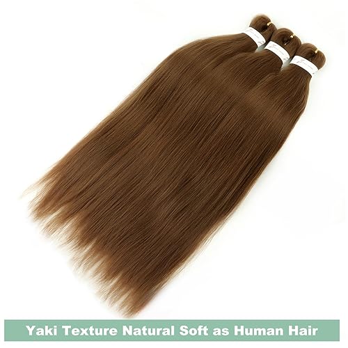 Miniatura 5 de Kanekalon - Cabello trenzado marrón preestirado de 30 pulgadas, 3 paquetes de cabello trenzado preestirado de color 30 EZ, textura Yaki, extensiones