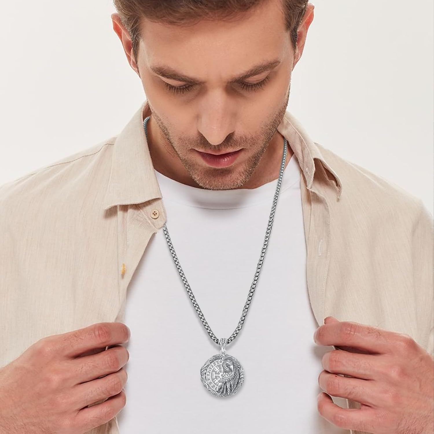 Palpitate Viking Compass Vegvisir Necklace 925 Sterling Silver Pendant for Men Women Norse Jewelry Gift for Father Son Boyfriend Brother - Image 6