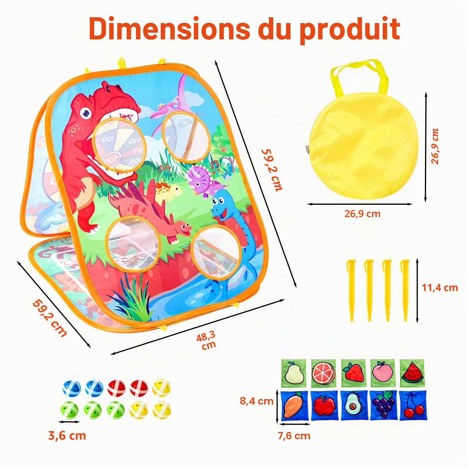 Vdealen Jeu de Lancer avec Sac de Haricots pour 3 à 8 Ans Enfants 3 en 1 Lancer de Sac de Sable Jouets de Fléchettes Cadeau Amusant pour Anniversaire ou Noël Jouets de Fête Intérieurs et Extérieurs
