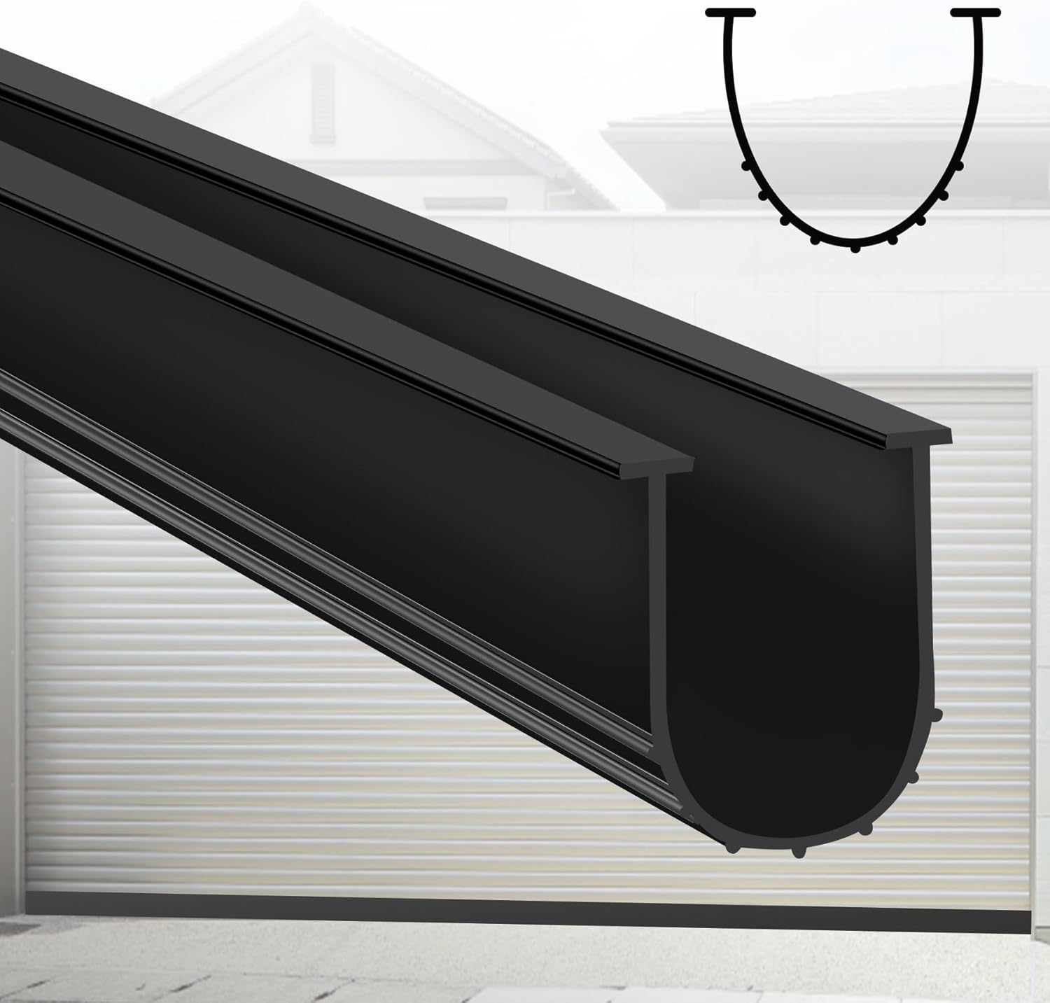 Gaahing Garage Door Bottom Seal Strip, 16.4 FT U-Shaped Replacement Weather Stripping, Impact Buffer Sealing Weatherstrip, Fits 5/16" T-End Double Track