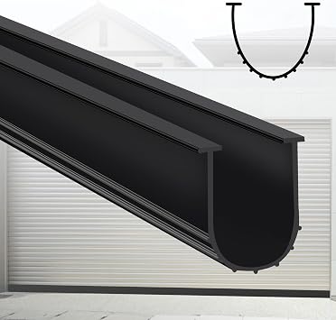 Gaahing Garage Door Bottom Seal Strip, 16.4 FT U-Shaped Replacement Weather Stripping, Impact Buffer Sealing Weatherstrip, Fits 5/16" T-End Double Track