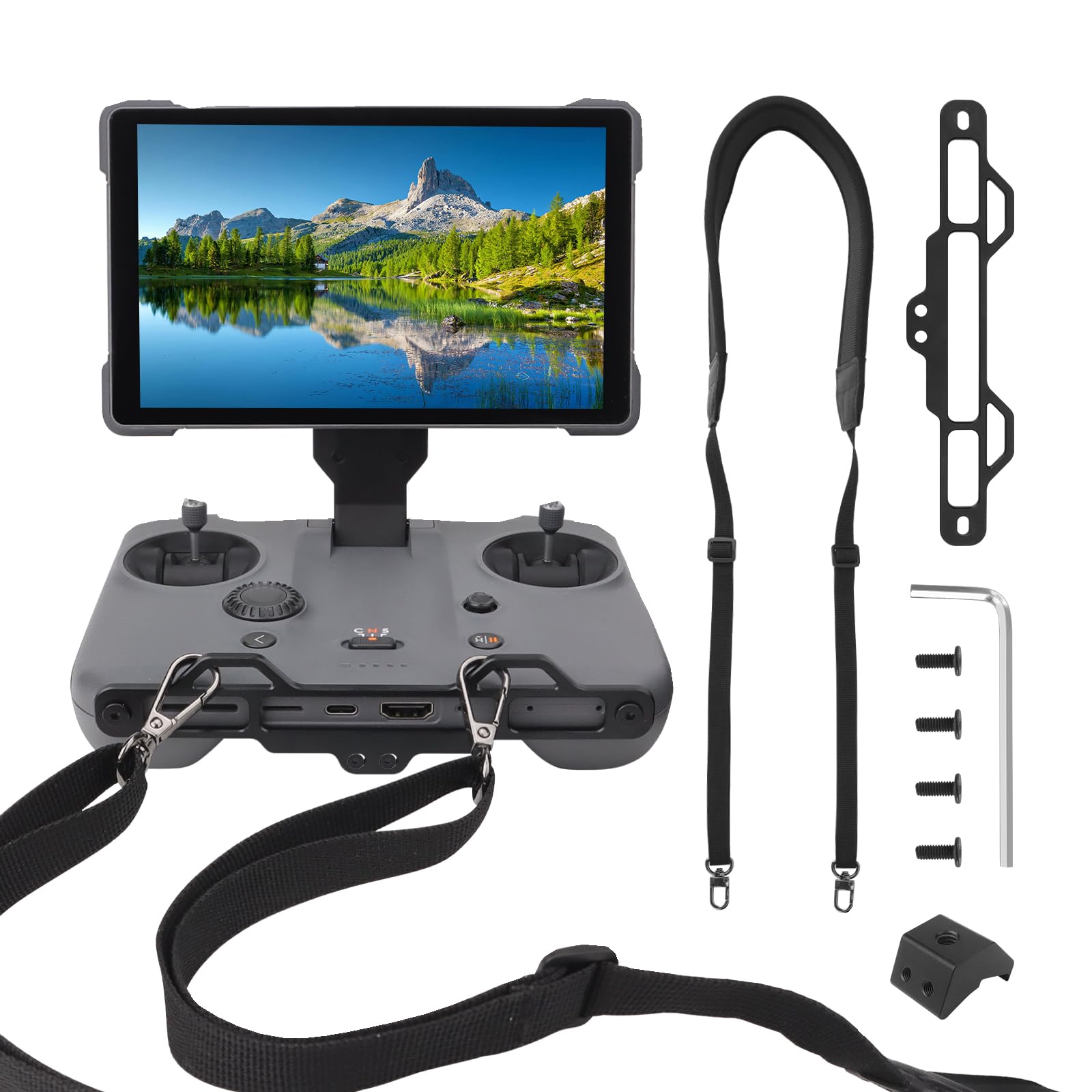 CQT Mavic 4 Pro RC PRO 2 Lanyard Hanger Bracket Mounting System, 1/4 Screw Port Tripod Mount Neck Lanyard Adapter Bike Base Compatible with DJI Mavic 4Pro RC PRO2 Controller Drone Accessories (Black)