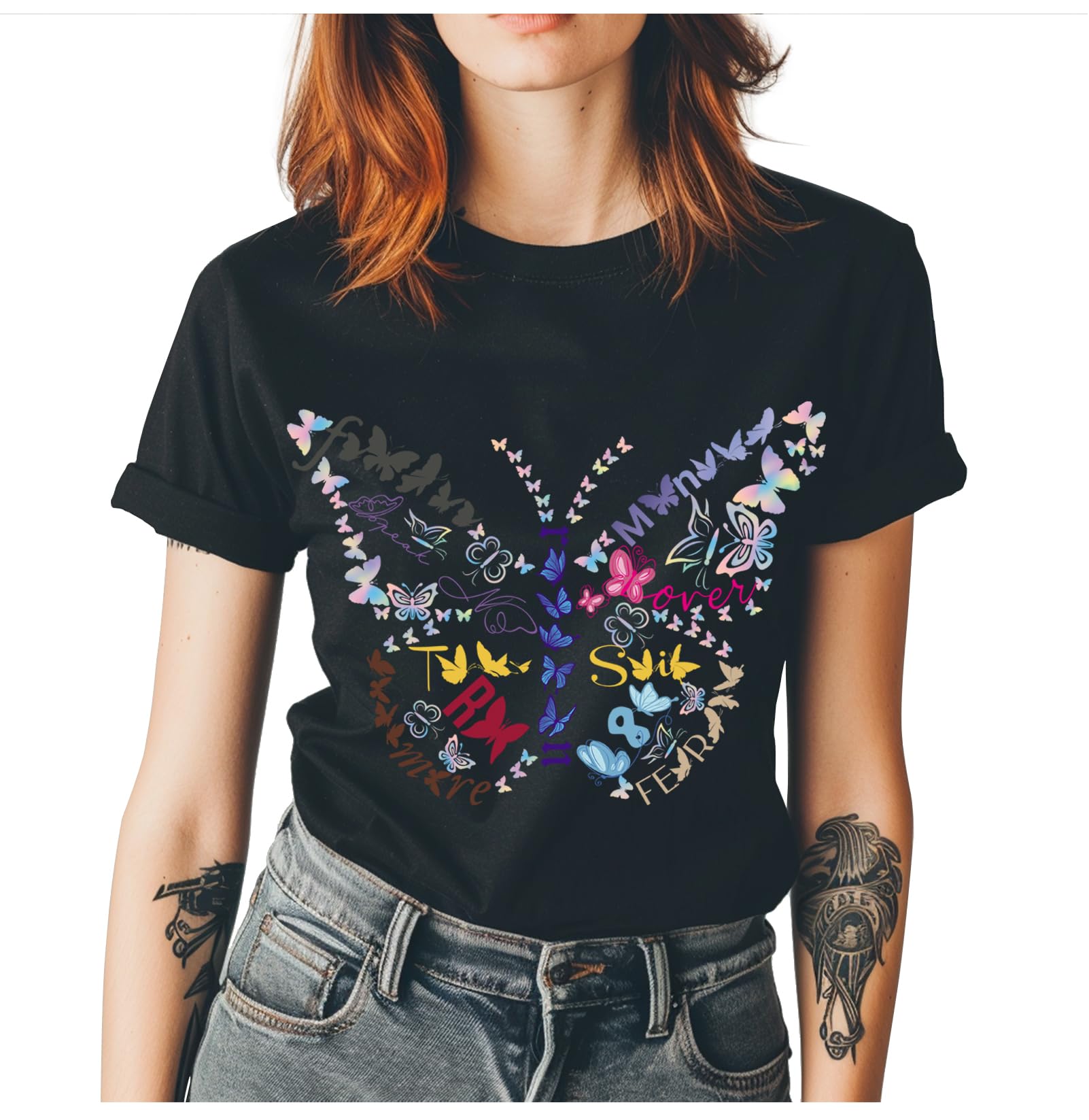 Concert T-Shirt with Butterfly Design, Singer Music Shirt Gift for Fans,100% Cotton Trendy Graphic Short Sleeve Summer Tee