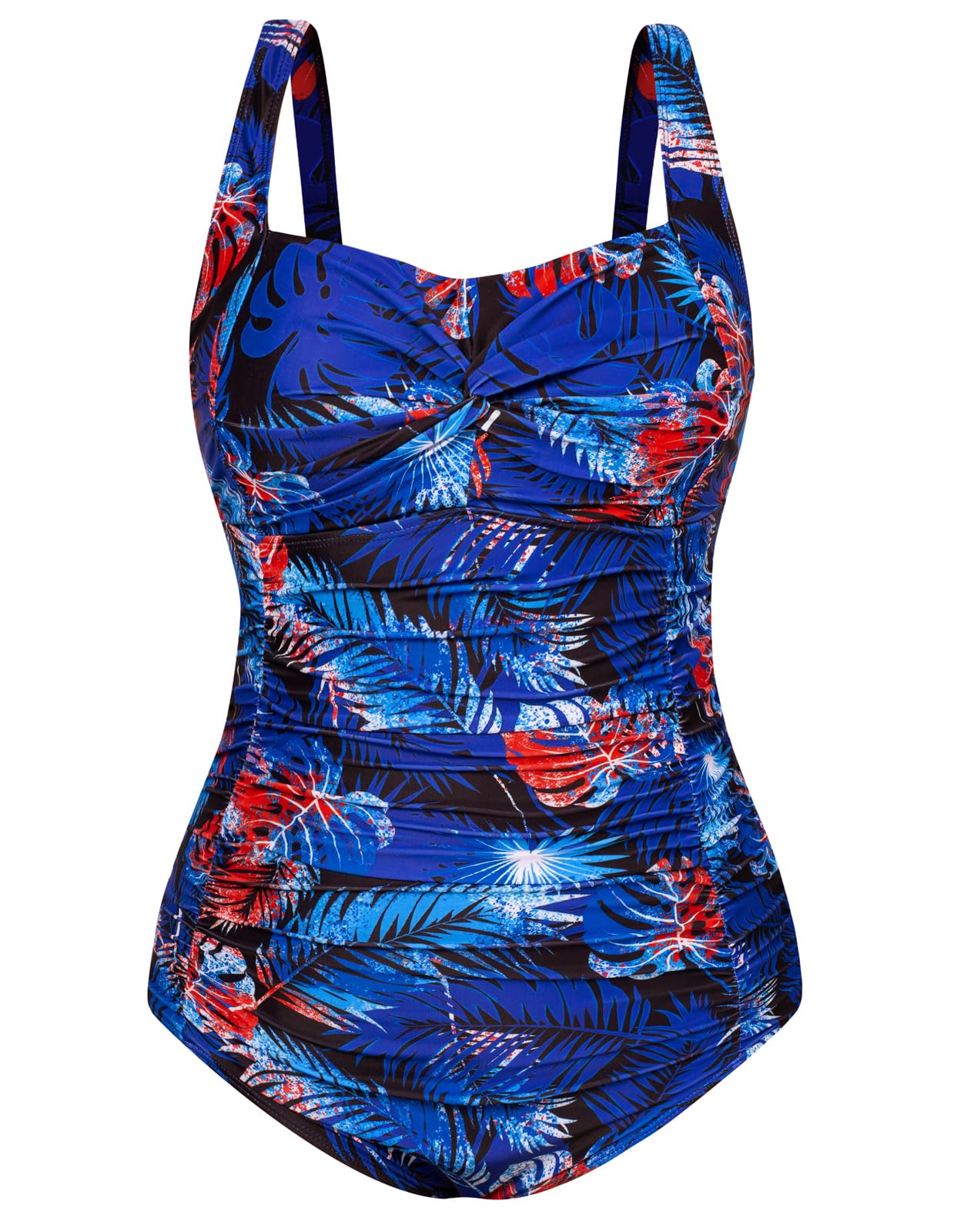 Hanna Nikole Women Plus Size One Piece Swimsuits Tummy Control Bathing Suit Twist Front Ruched Push Up Swimwear