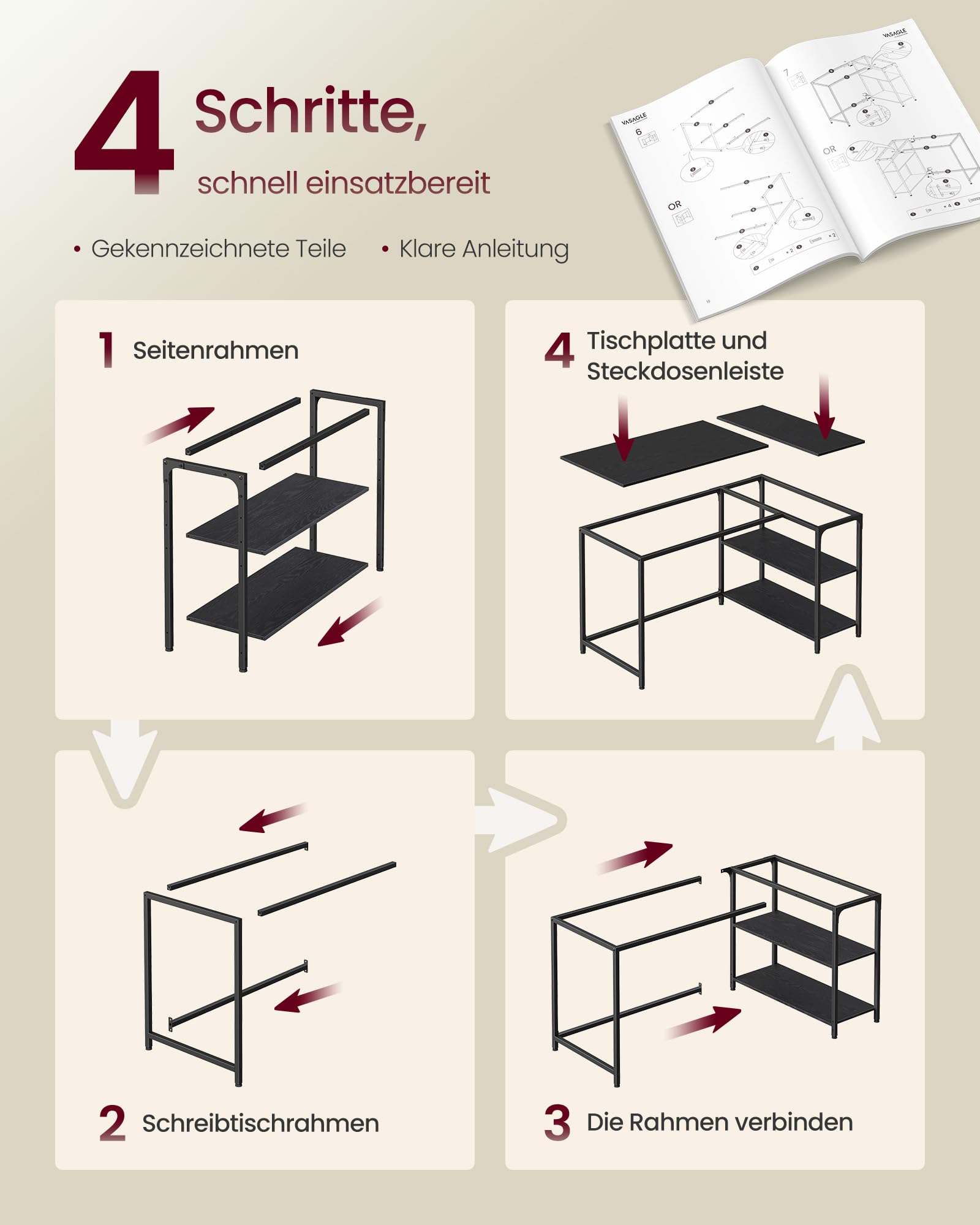 Vasagle Eckschreibtisch in L-Form – Bild 7