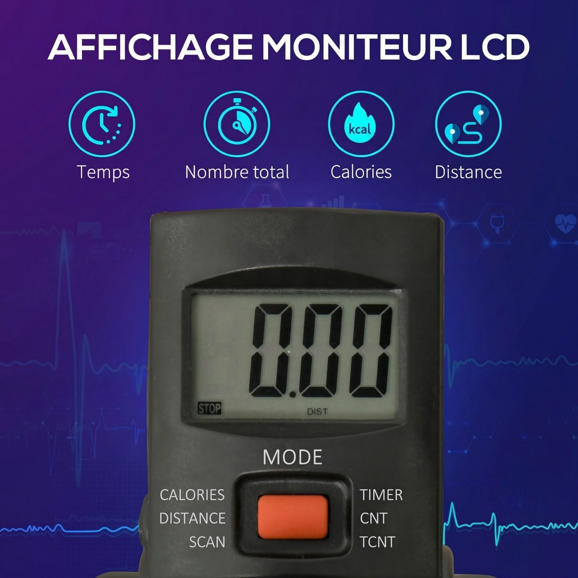 HOMCOM Pédalier d'appartement mini vélo d'appartement avec résistance réglable, écran LCD, hauteur et largeur réglables, pour entraînement des bras et des jambes, acier noir