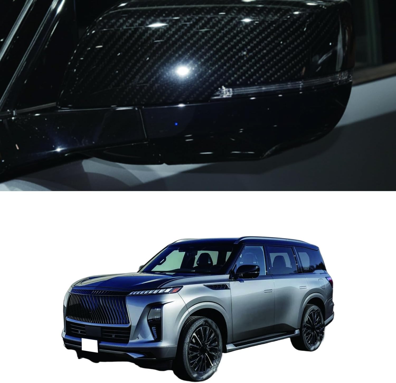 Car Rear view Mirror Cover,for Infiniti QX80 2025 2026 Accessories, Set Easy Stick-On Installation, Providing a Long-Lasting, Like-New Appearance (carbon fiber)