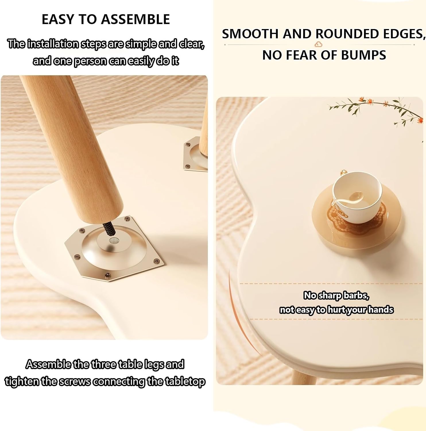 Coffee Table and End Table Sets,Living Room Coffee Table Set,Mid-Century Modern Center Table,Easy Assembly,for Living Room Reception Room Office.(50 * 32+40 * 42cm)