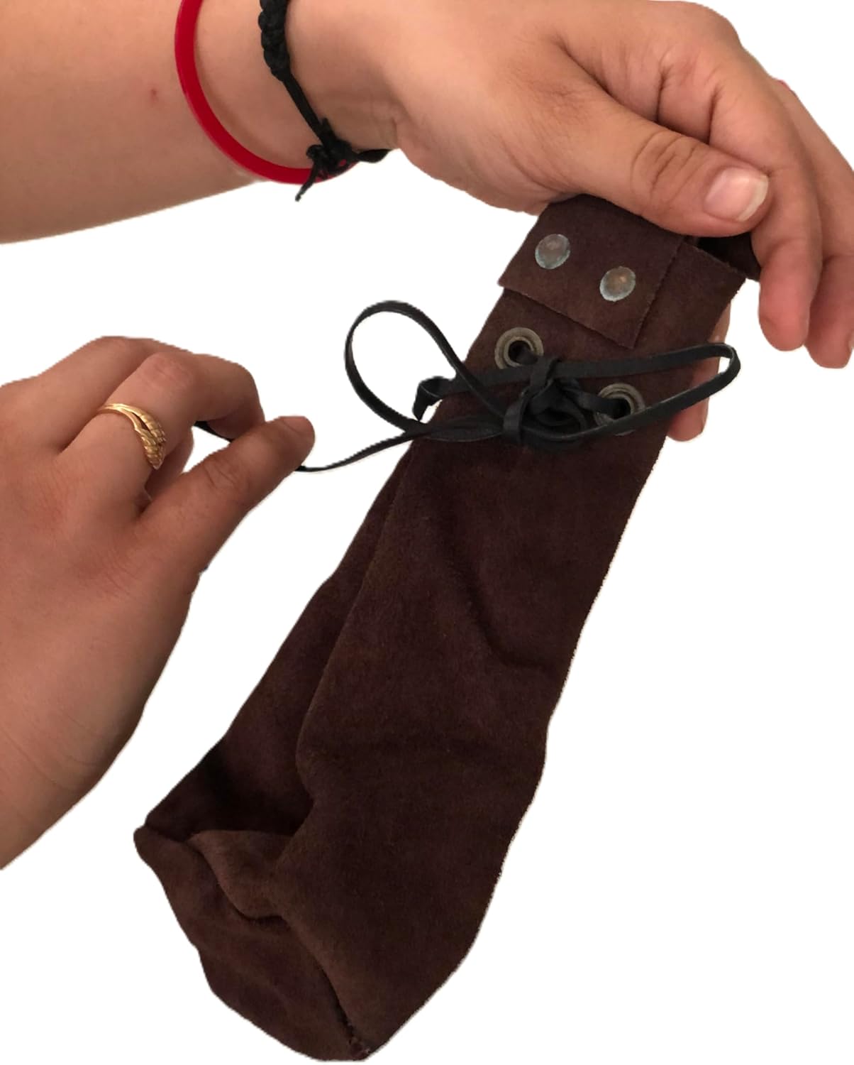 Generic Medieval Suede Drawstring Dark Brown Pouch Bag, Ideal for SCA LARP Reenactment & Ren Fair, Leather Drawstring Pouch Bag, Renaissance Pouch Bag