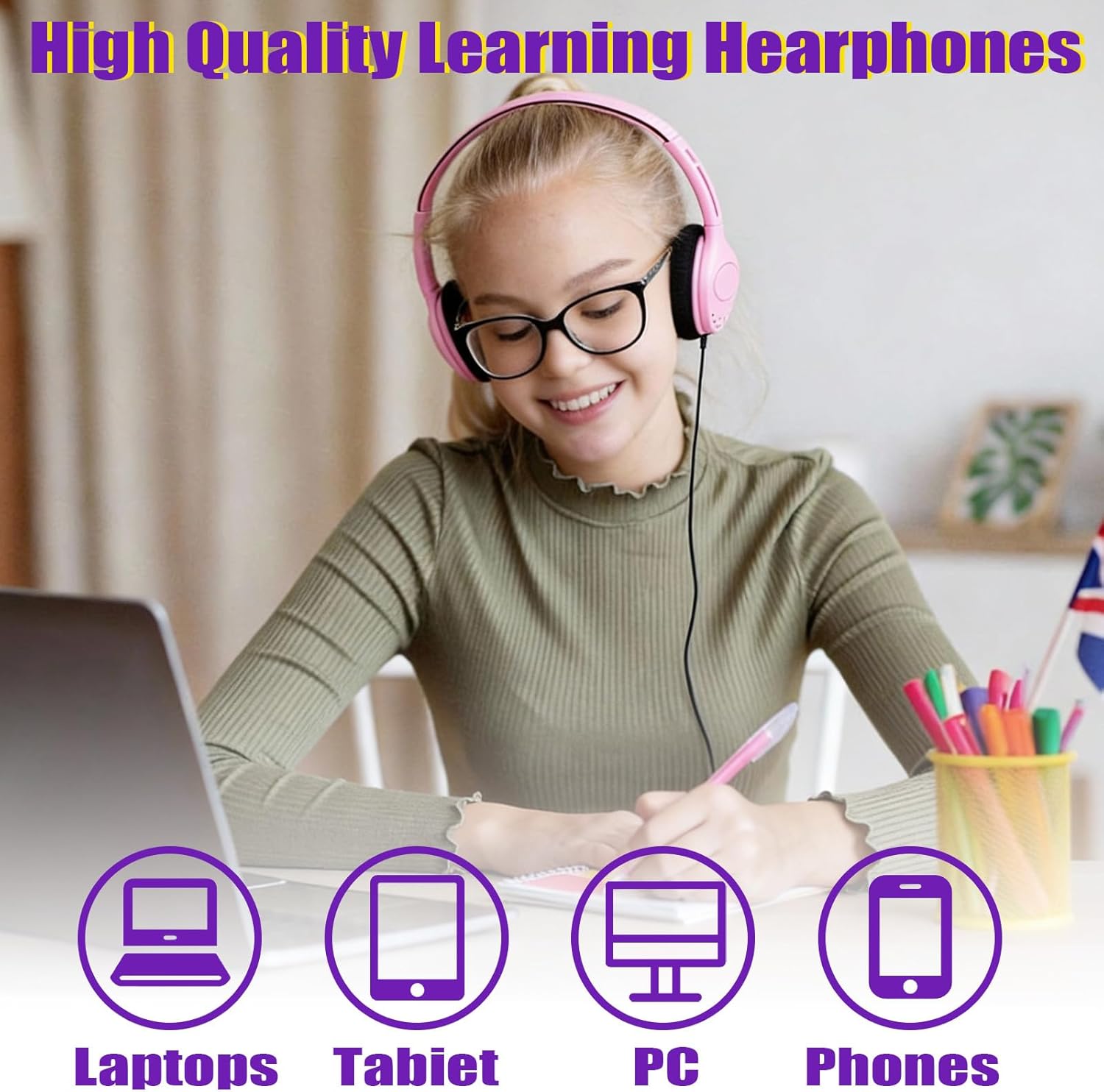 Yunsailing 30 Pack Over Ear Wired Headphones Bulk for School Classroom Student, Adjustable Headband with 3.5mm Jack, Lightweight Design Earphones for Classroom Learning and Testing (Multicolor)