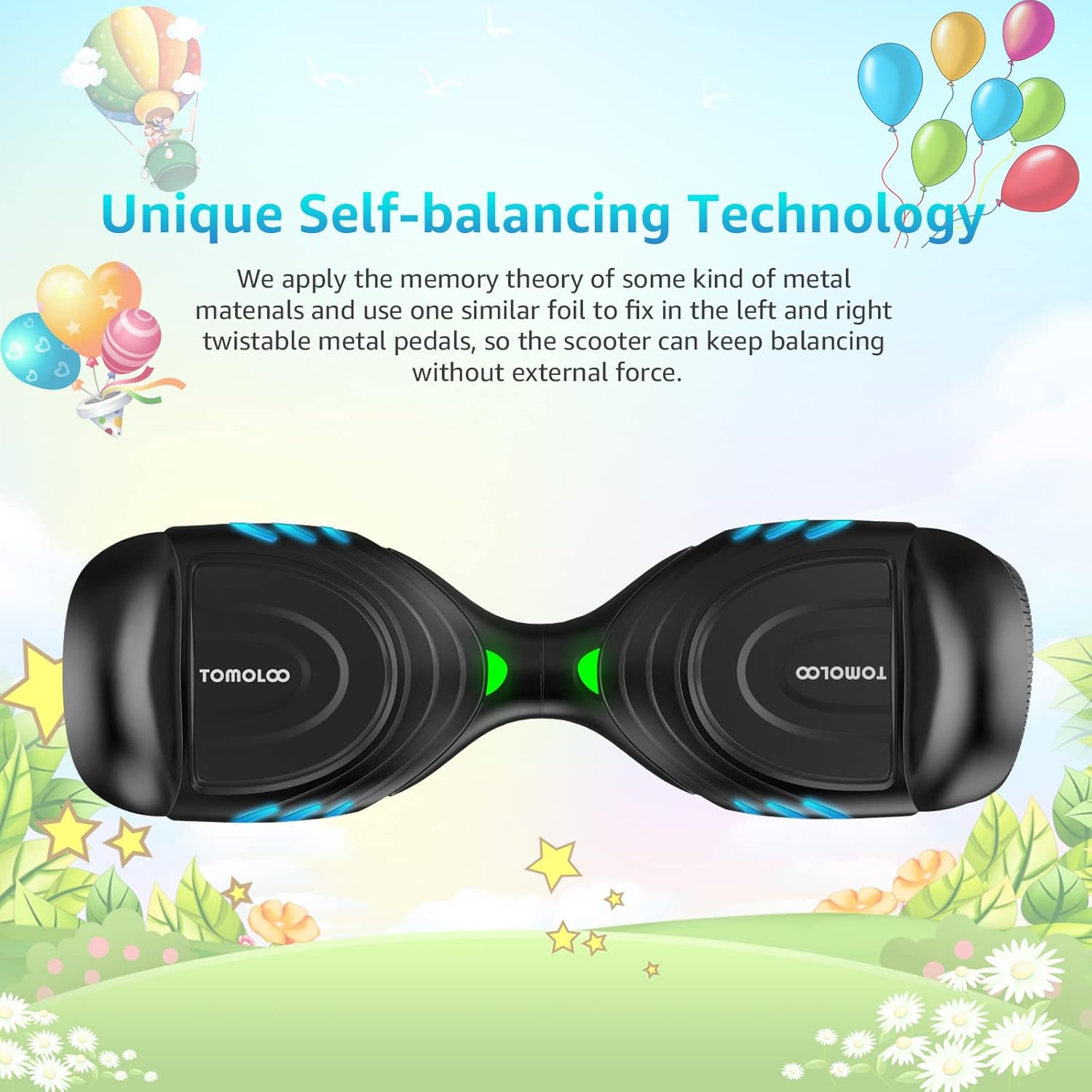 🔥 Flash Sale TOMOLOO Music-Rhythmed Hoverboard for Kids and Adult Two-Wheel Self-Balancing Scooter- UL2272 Certificated with Music Speaker- Colorful RGB LED Light