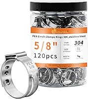 Vista 13 de 60 piezas de anillos de abrazaderas de cincha PEX de 1 pulgada, abrazaderas de manguera de una oreja de acero inoxidable 304, anillos de crimpado