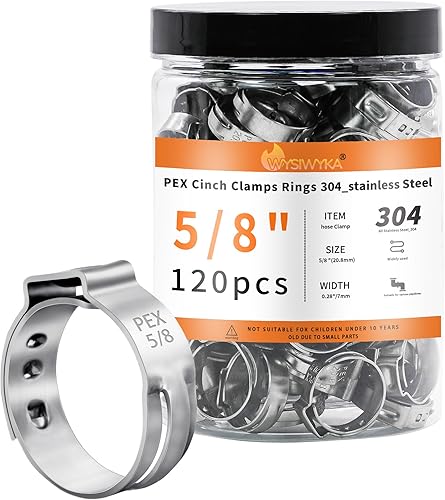 Miniatura 15 de 60 piezas de anillos de abrazaderas de cincha PEX de 1 pulgada, abrazaderas de manguera de una oreja de acero inoxidable 304, anillos de crimpado