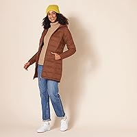 Vista 5 de Tienda Essentials - Abrigo acolchado, ligero y resistente al agua con capucha para mujer, disponible en talla extragrande