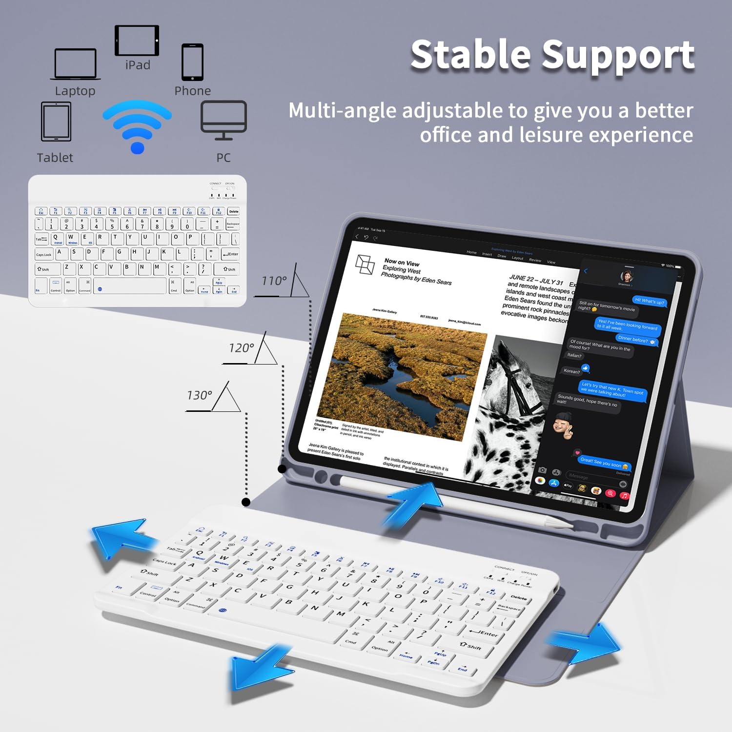 Keyboard Case for iPad Pro 11 inch (4th/3rd/2nd/1st Gen) 2022/2021/2020/2018, Detachable Wireless Bluetooth Keyboard Case with Pencil Holder for iPad Pro 11", Auto Sleep/Wake (Purple Gray)