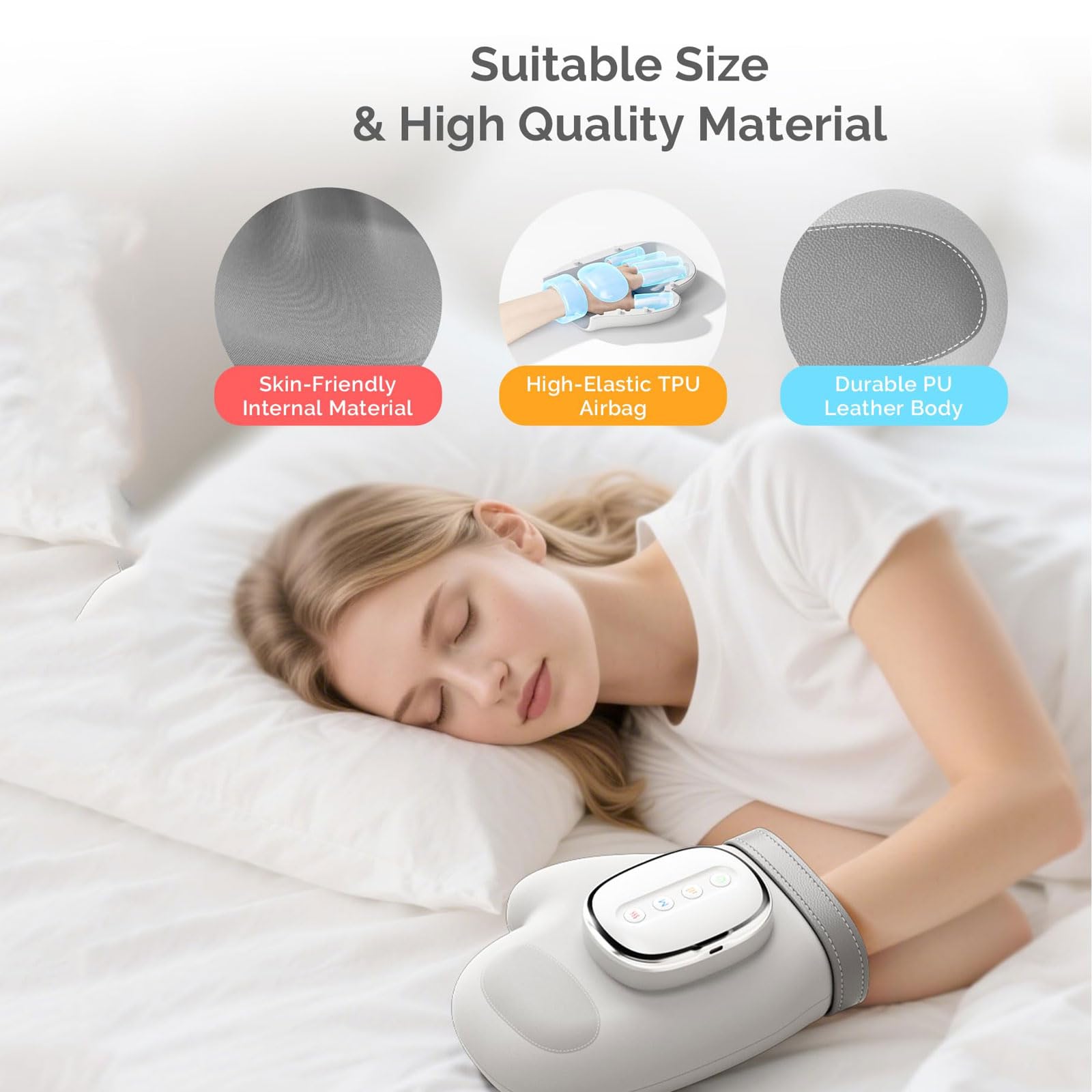 Massaggiatore Mani Hand Massager Senza Fili Ricaricabile Portatile Sollievo Dolore Calore 3 Modalità Massaggio 3 Livelli Riscaldamento 5 Intensità